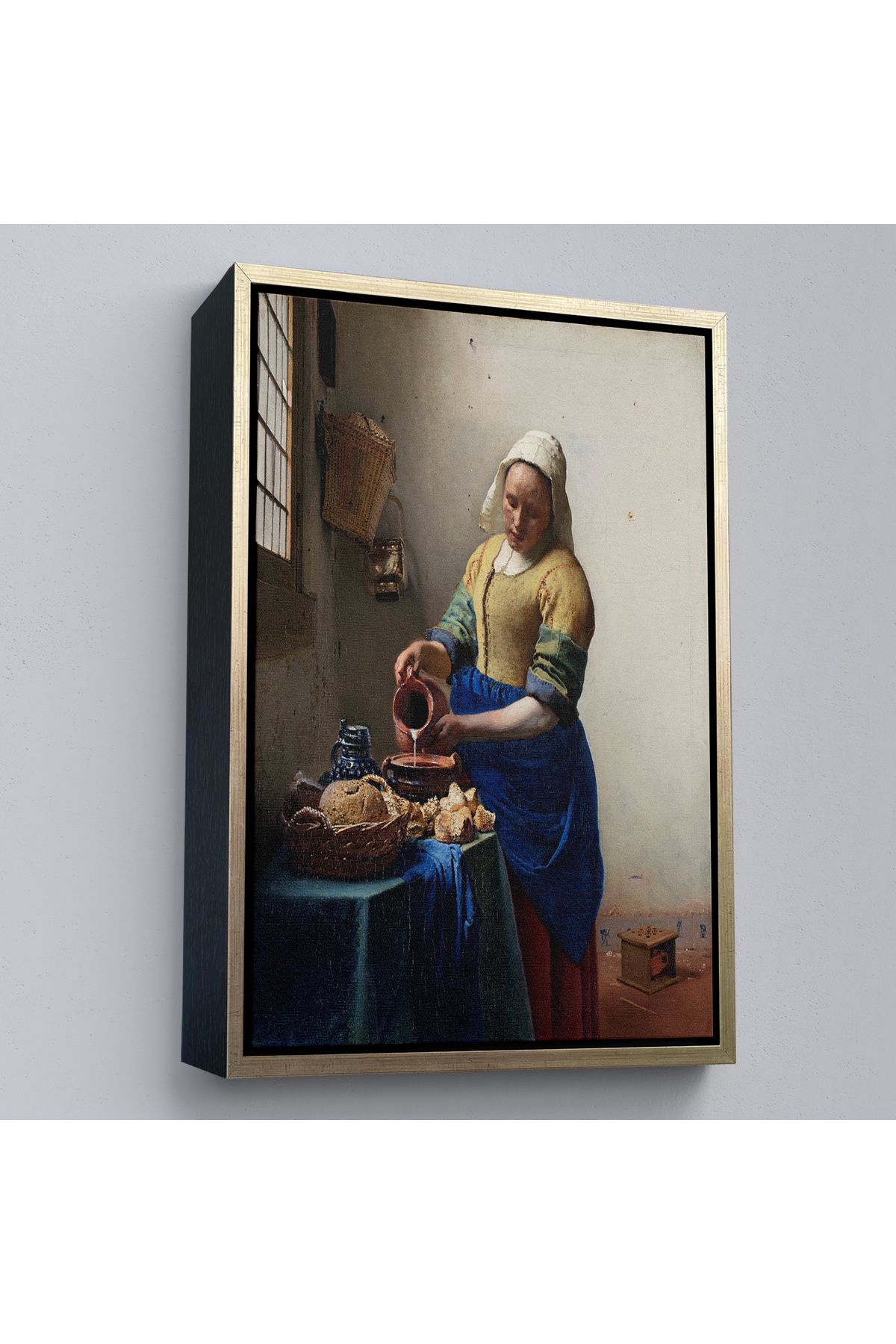 Jusoon Çerçeveli Johannes Vermeer - Sütçü Kız Tablo - The Milkmaid-7434