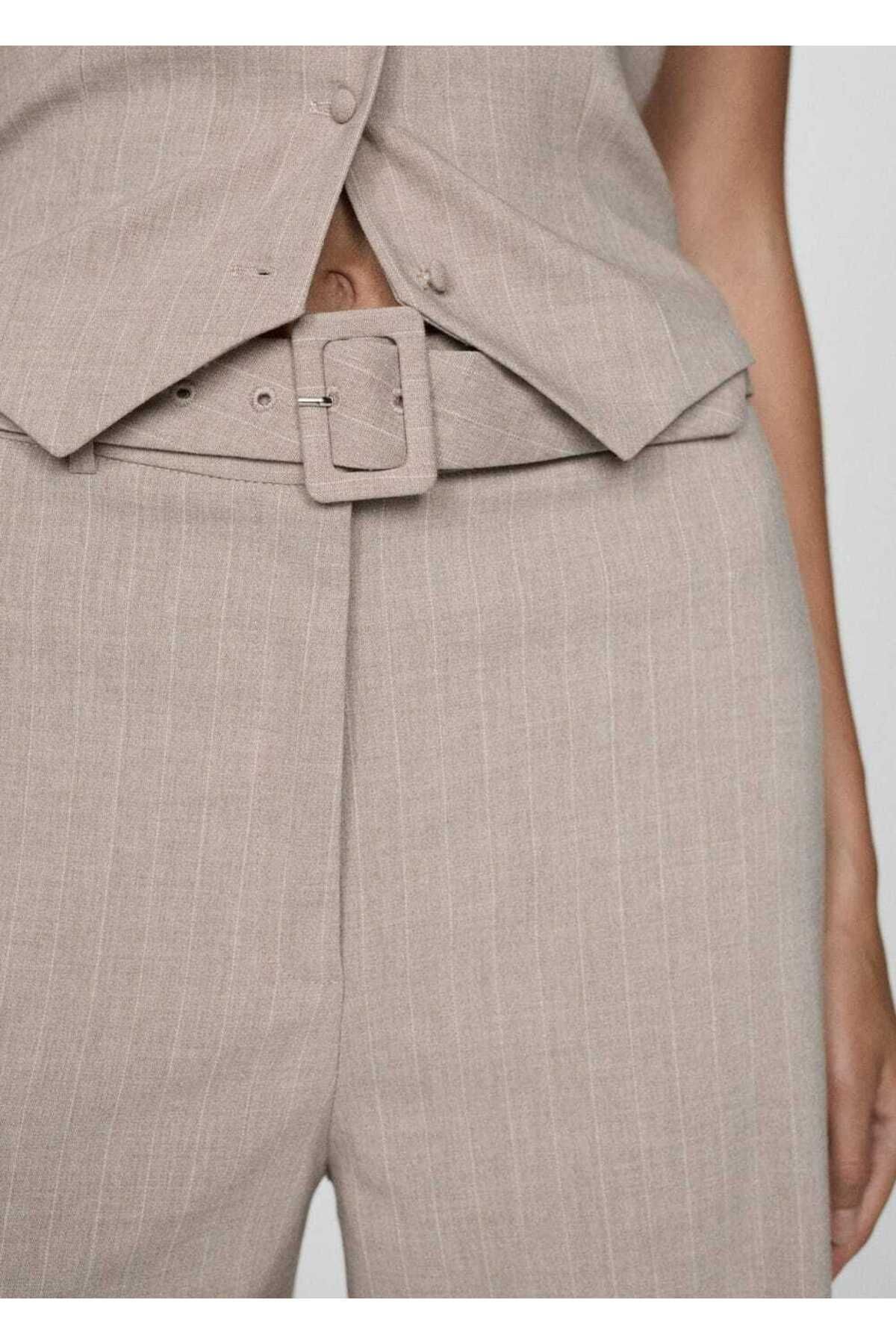 MANGO Woman-Kreidegestreifte Hose mit geradem Schnitt 7