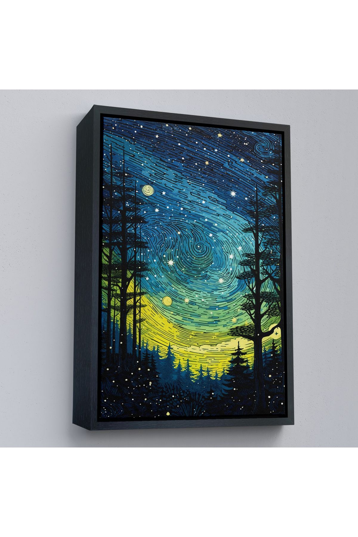 Shoprit Çerçeveli Vincent Van Gogh Tarzı Yıldızlı Gece Tablosu-7518