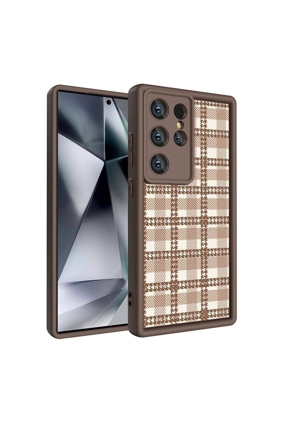 Ardemix-حافظة هاتف Galaxy S24 Ultra مع حماية للكاميرا وطباعة على السطح الخلفي وغطاء أنيق - بني داكن 5