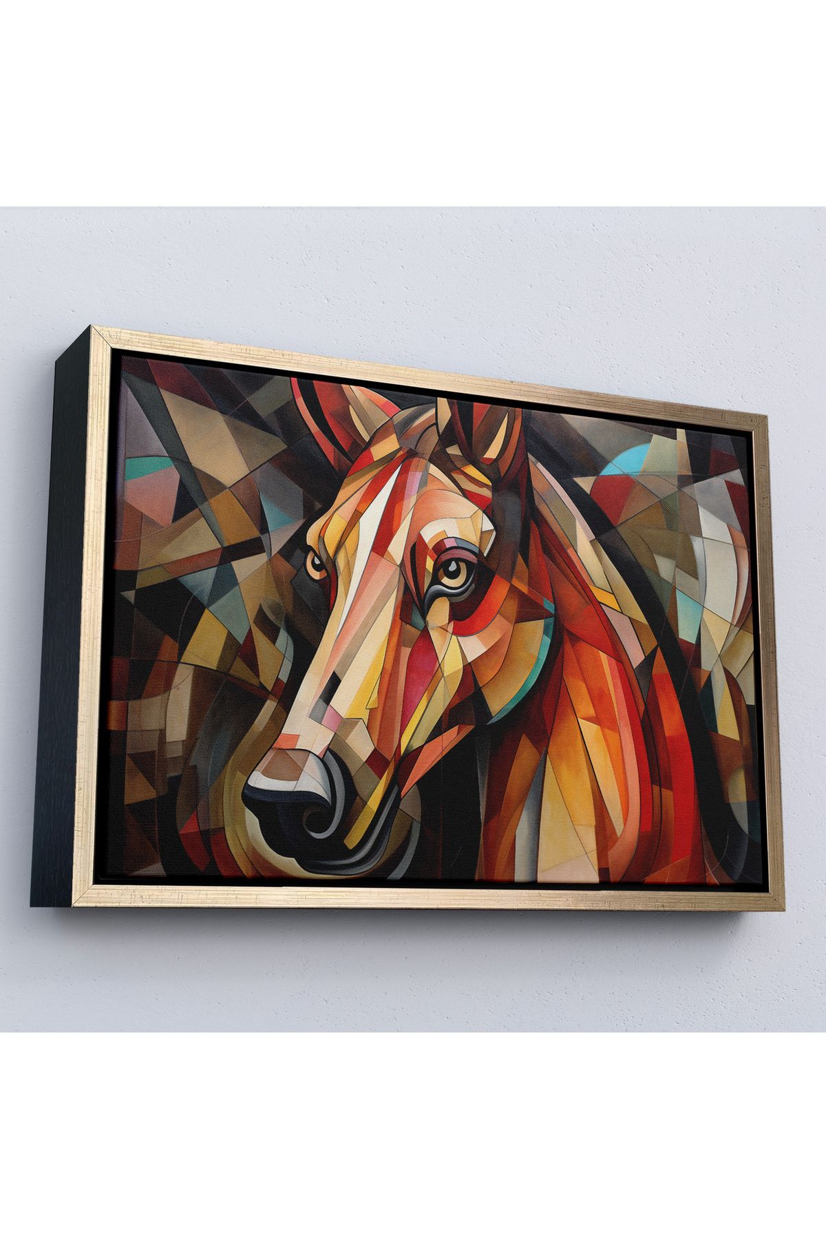 Shoprit Çerçeveli Vitray Tarzı At Kafası Tablosu-7243