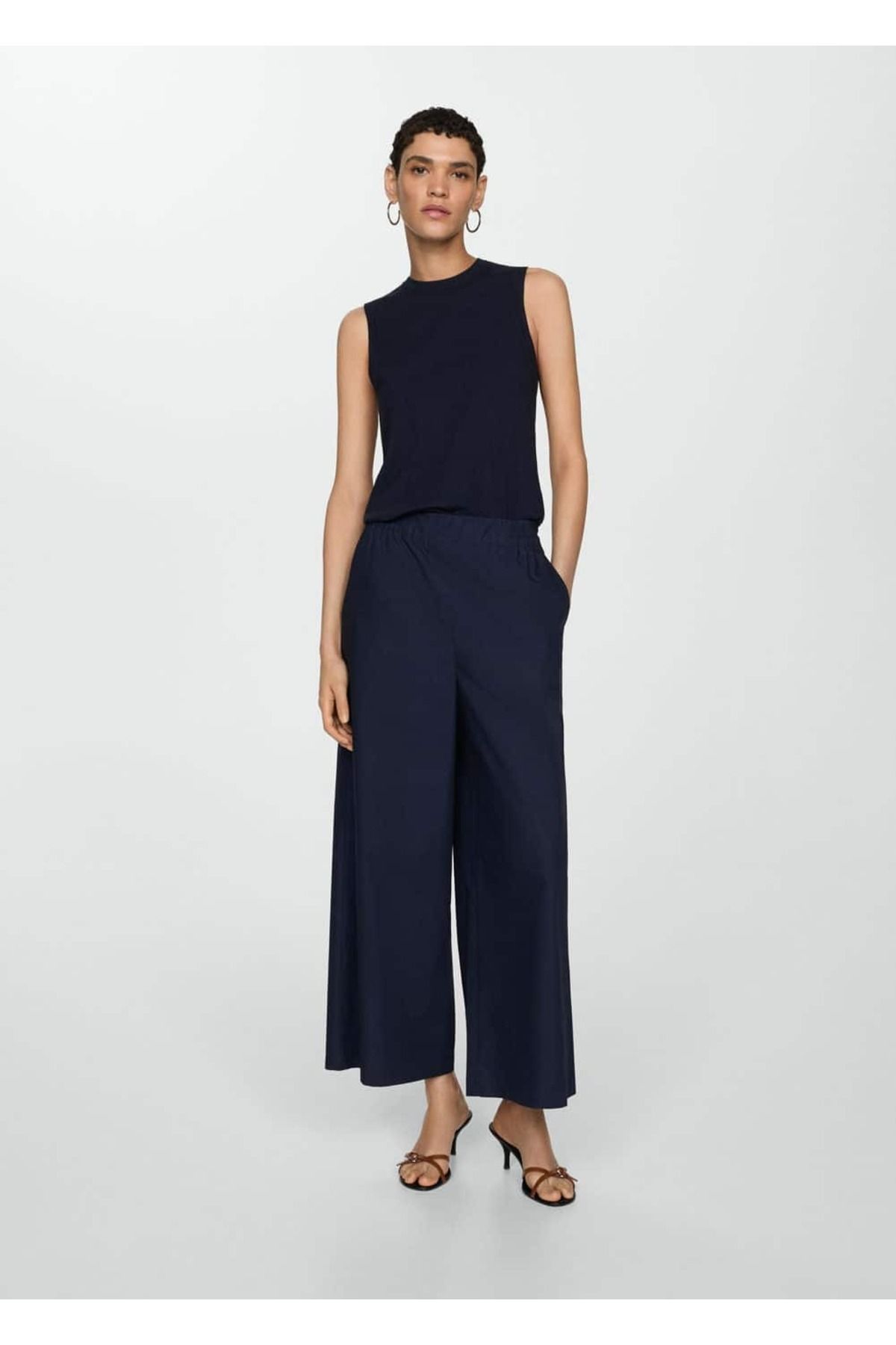 MANGO Woman-Pantaloni Wideleg din bumbac 5
