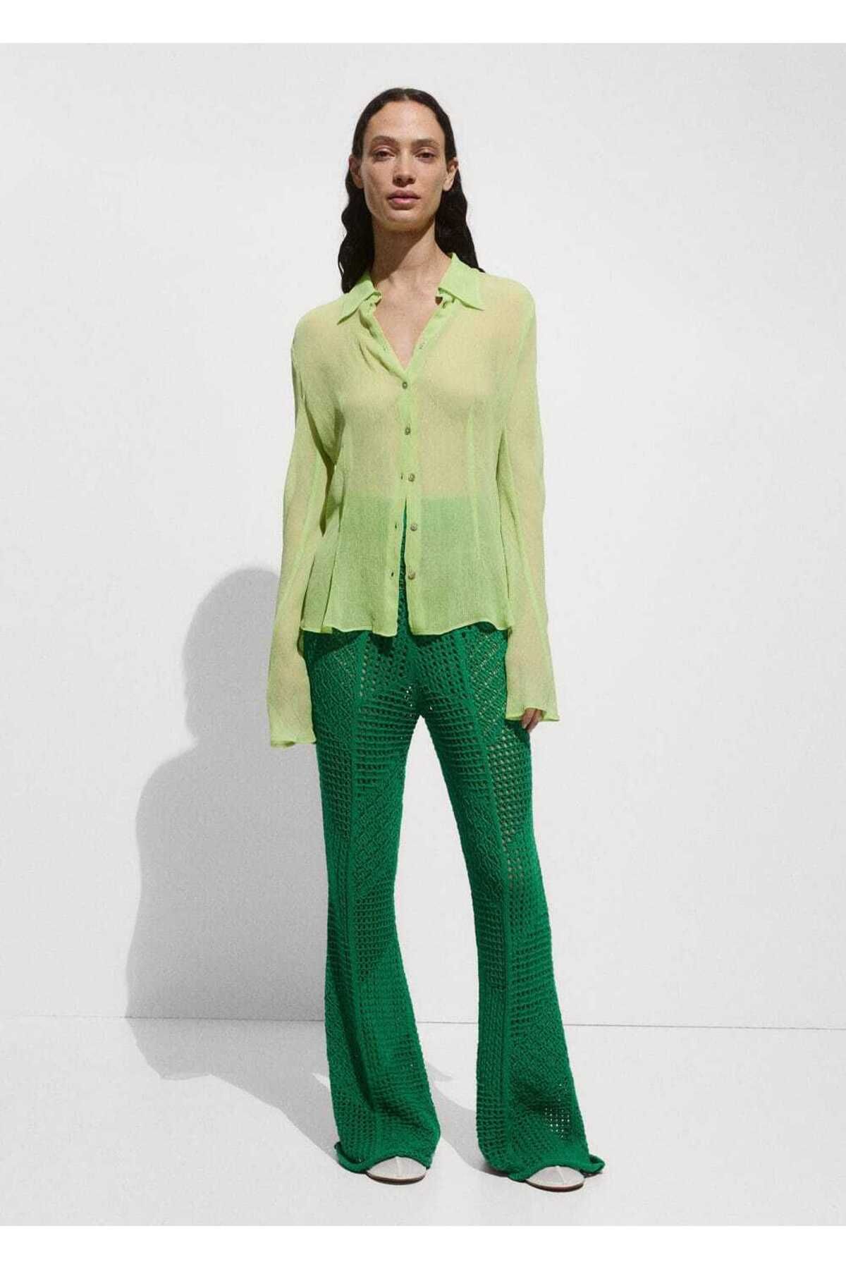 MANGO Woman-Flowing Blouse with Texture Pattern 2