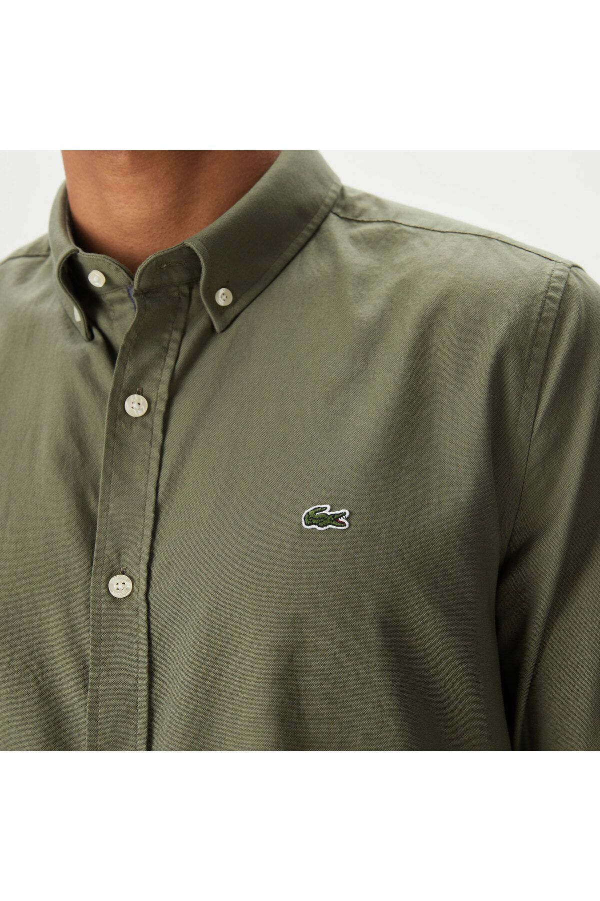پیراهن / بلوز دکمه دار سبز مردانه Kollar Collar Button Slim Fit Lacoste