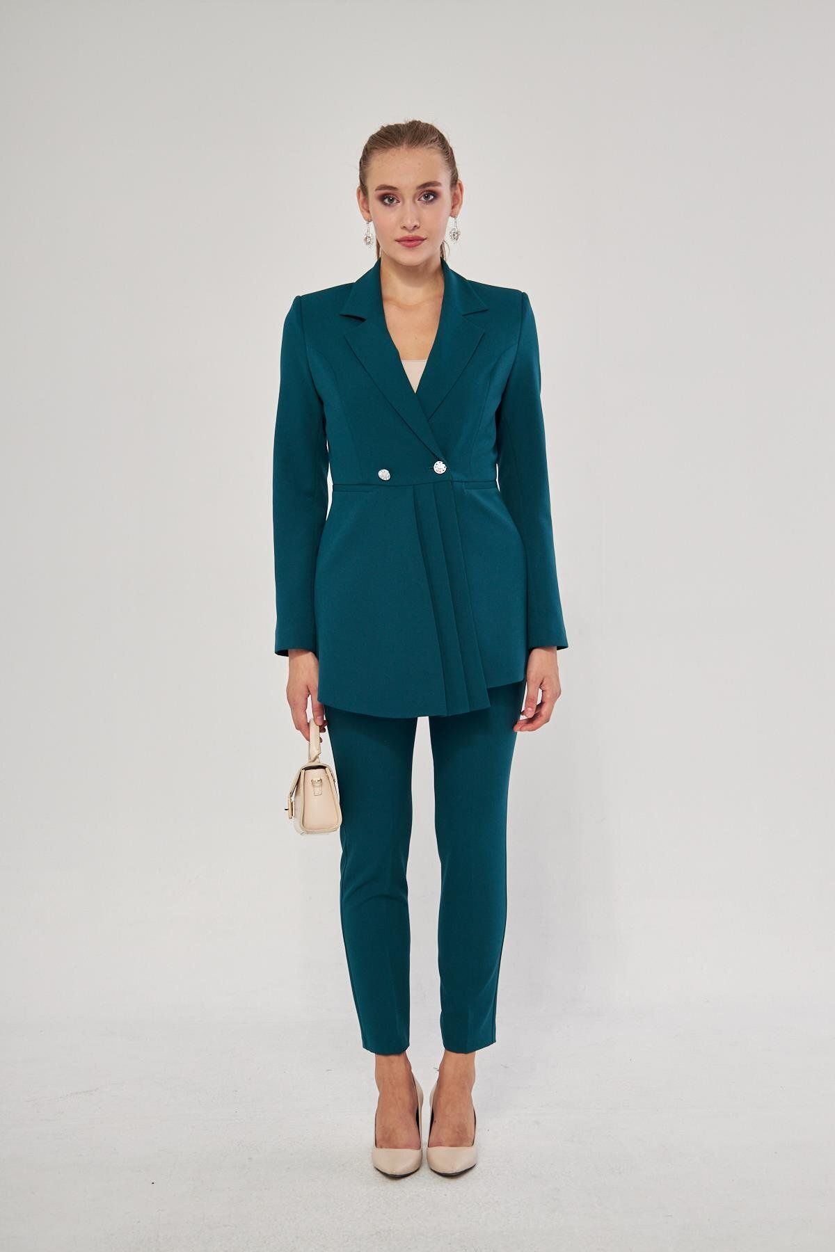 LOVELF-Emerald Color 2 Button Pleat Detailed Set 2