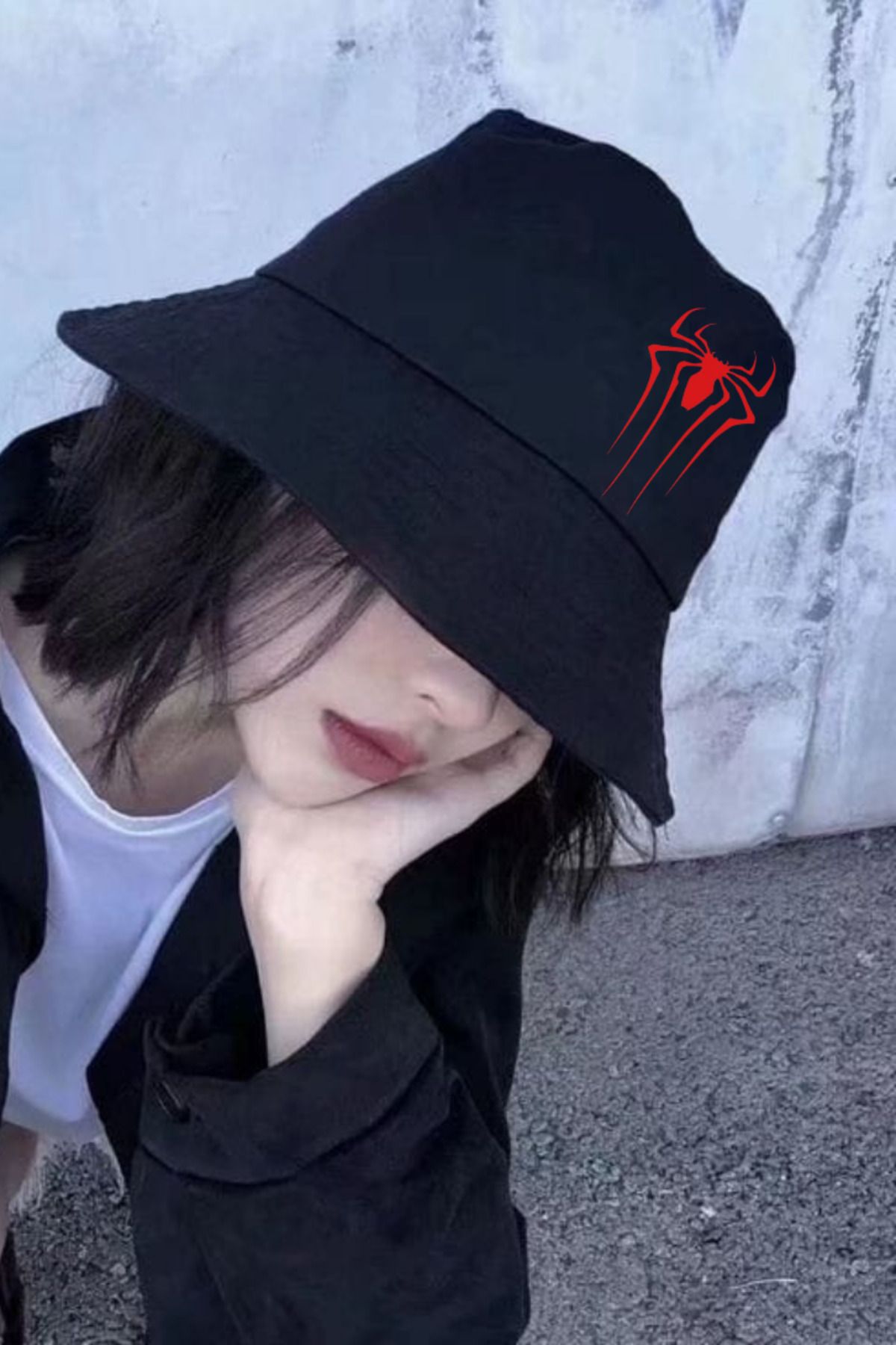 Charmy Lovens Red Spider Siyah Bucket Balıkçı Şapka