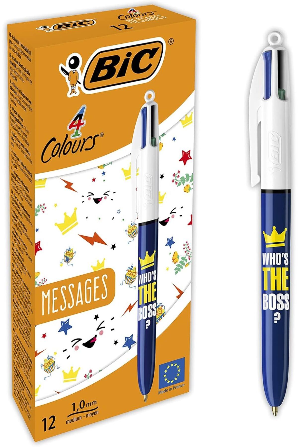 STOREMAX lbstorex 4 Colours Message Tükenmez Kalem 12'Li Kutu, 1.0mm Uç, Tek Kalemde Mavi, Kırmızı, Yeş