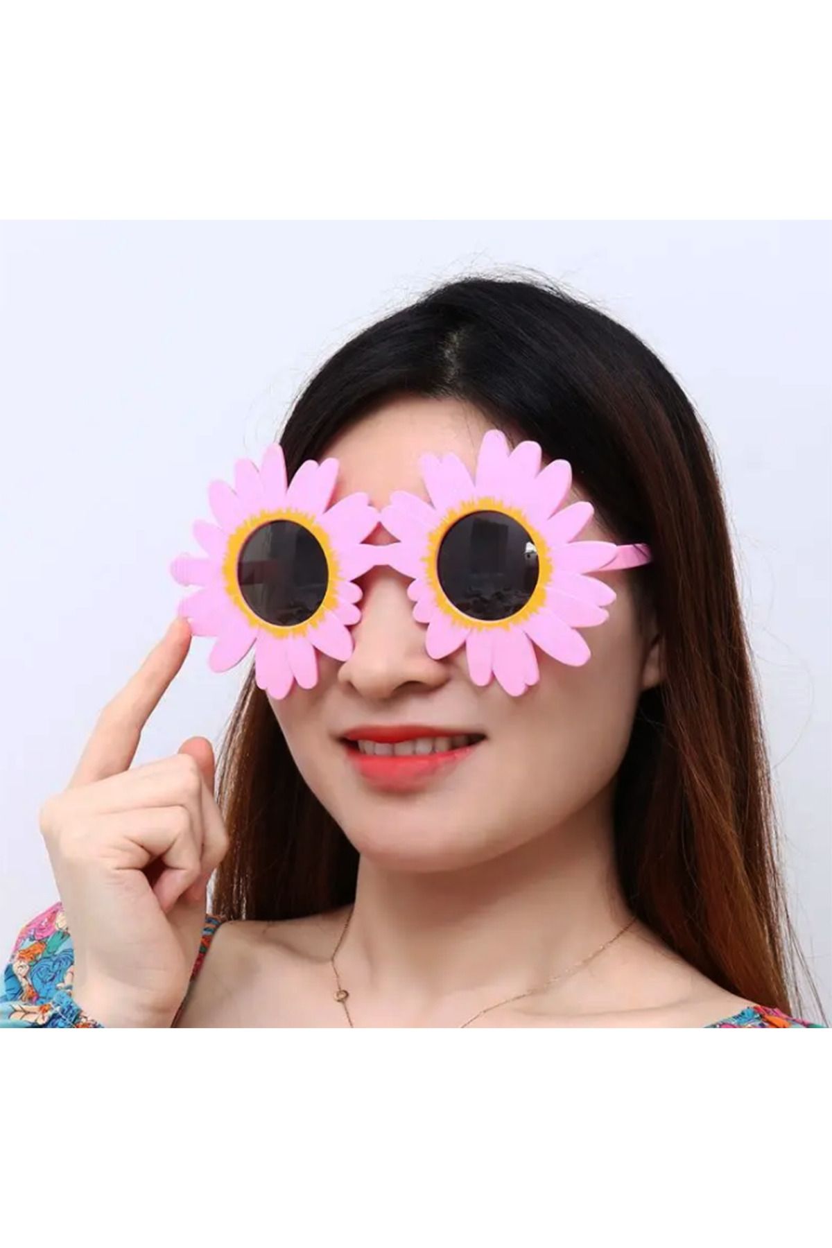 Avantaj Kapıda ® Pembe Renk Papatya Şekilli Parti Gözlüğü 18x10 cm (Parti Temalı)