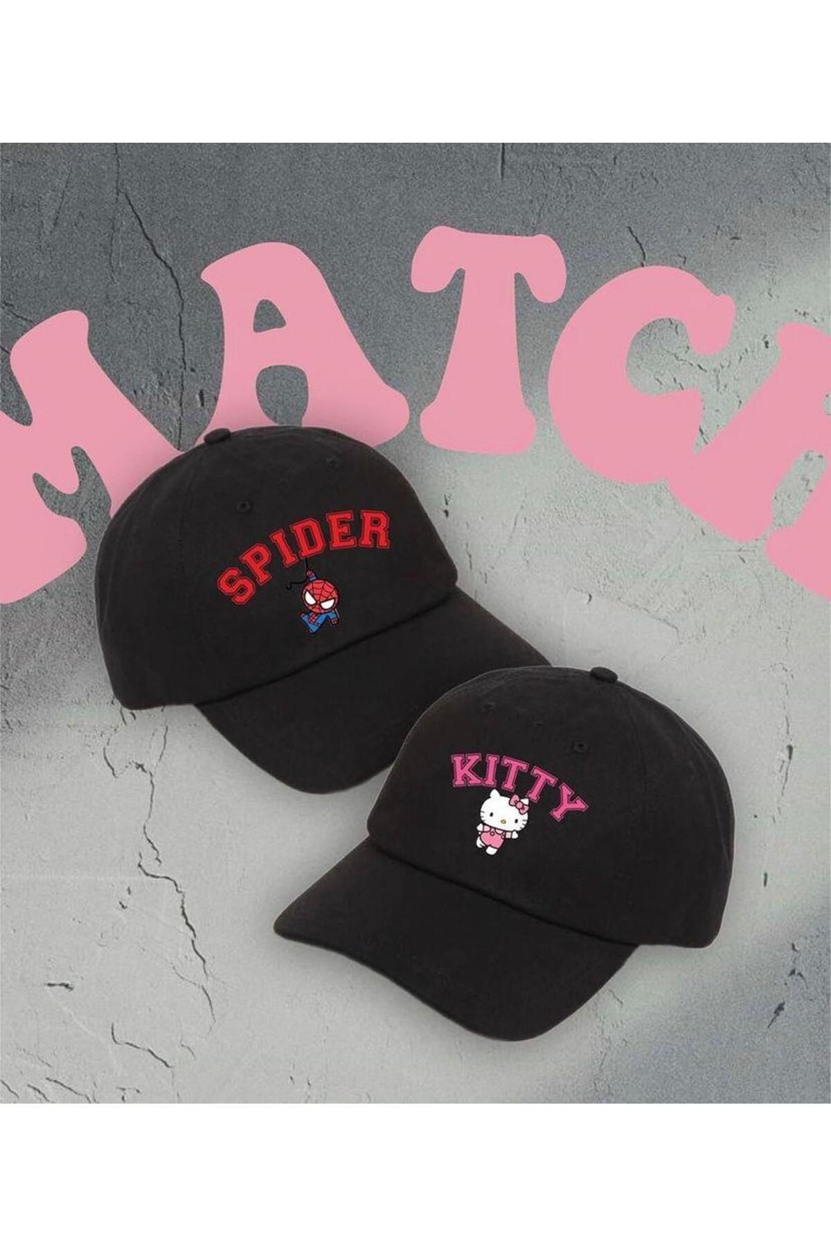 Charmy Lovens Spider & Kitty Baskılı Çift Şapkası