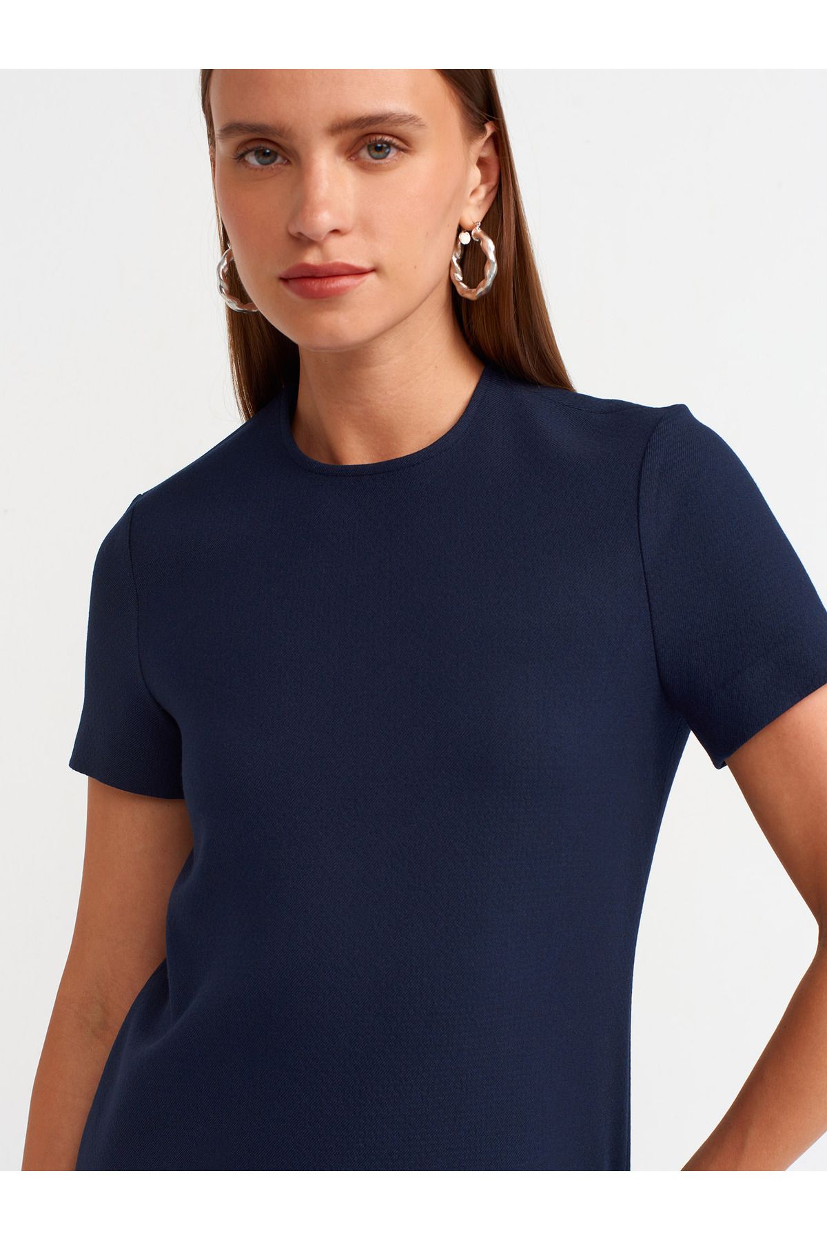 Dilvin-90899 Model Rochie Mini Decolteu Bleumarin 4