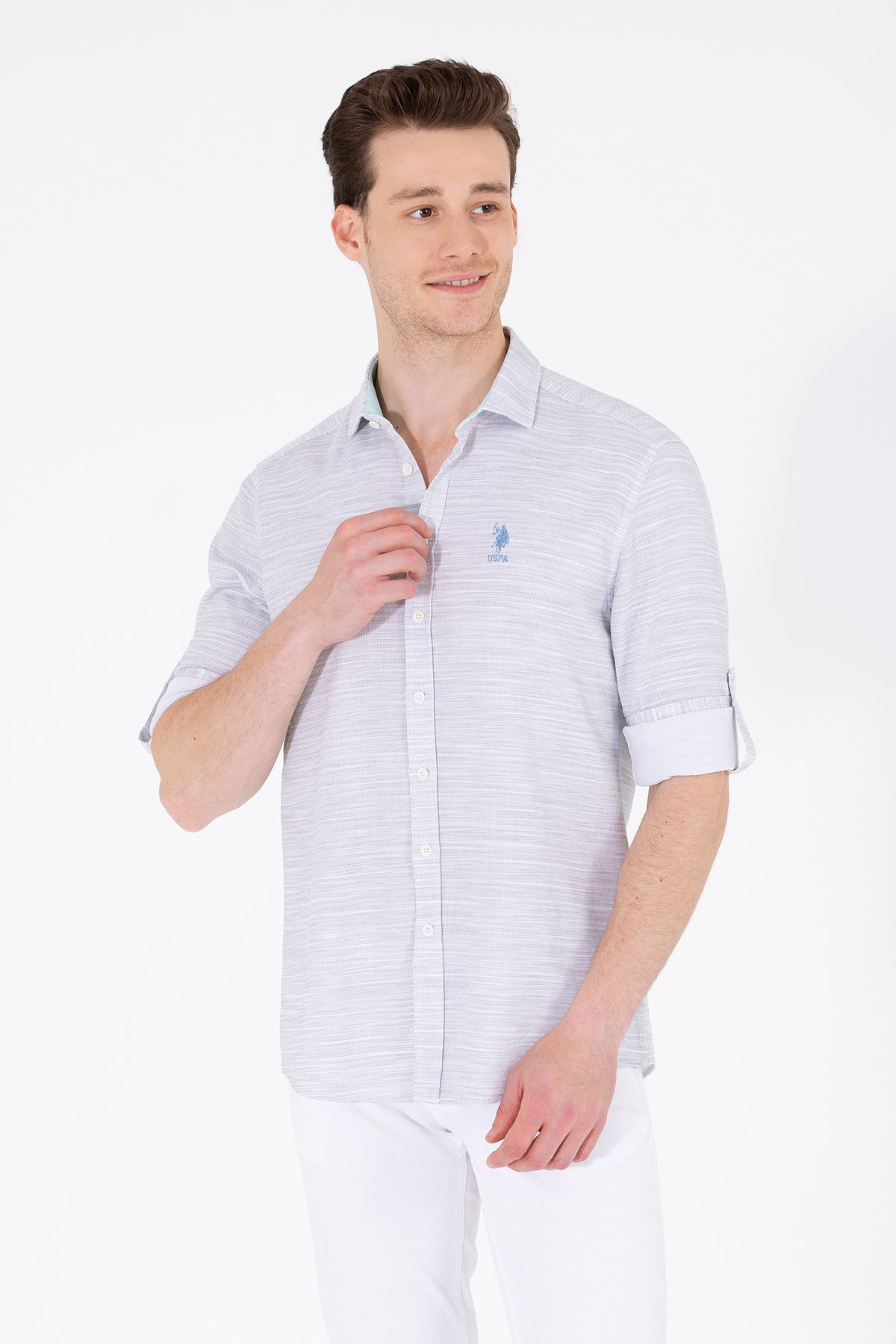 پیراهن آستین بلند مردانه سنگی 50264098-VR049 U.S. Polo Assn.