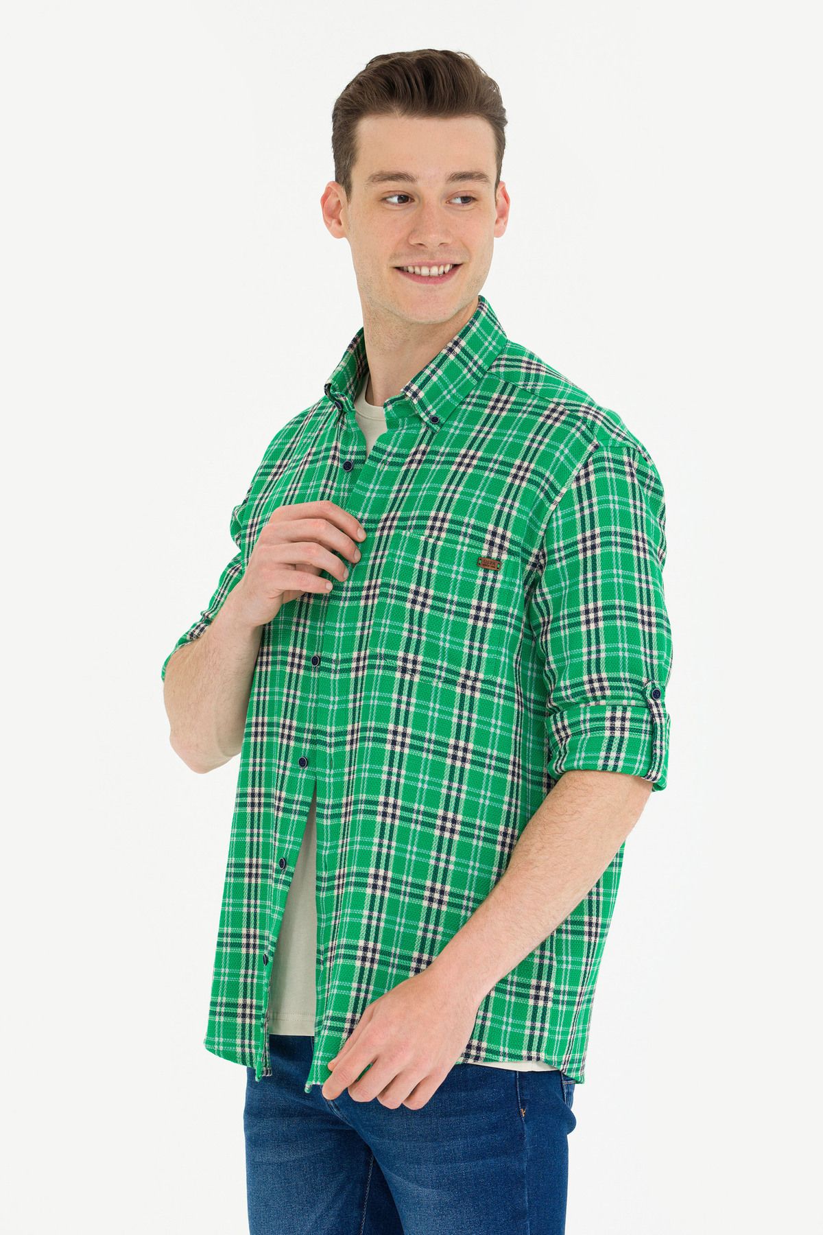 پیراهن سبز چوبی مردانه 50264306-VR054 U.S. Polo Assn.