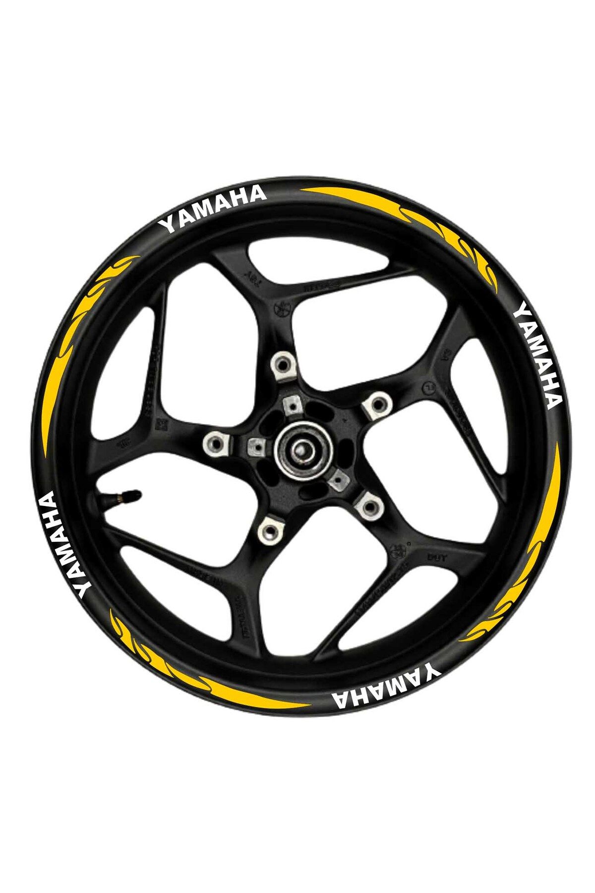 MLH STORE Motosiklet Jant Şeridi Yamaha Beyaz Yazılı Turuncu Reflektif Pençe Şeritli Sağ-Sol/Ön-Arka