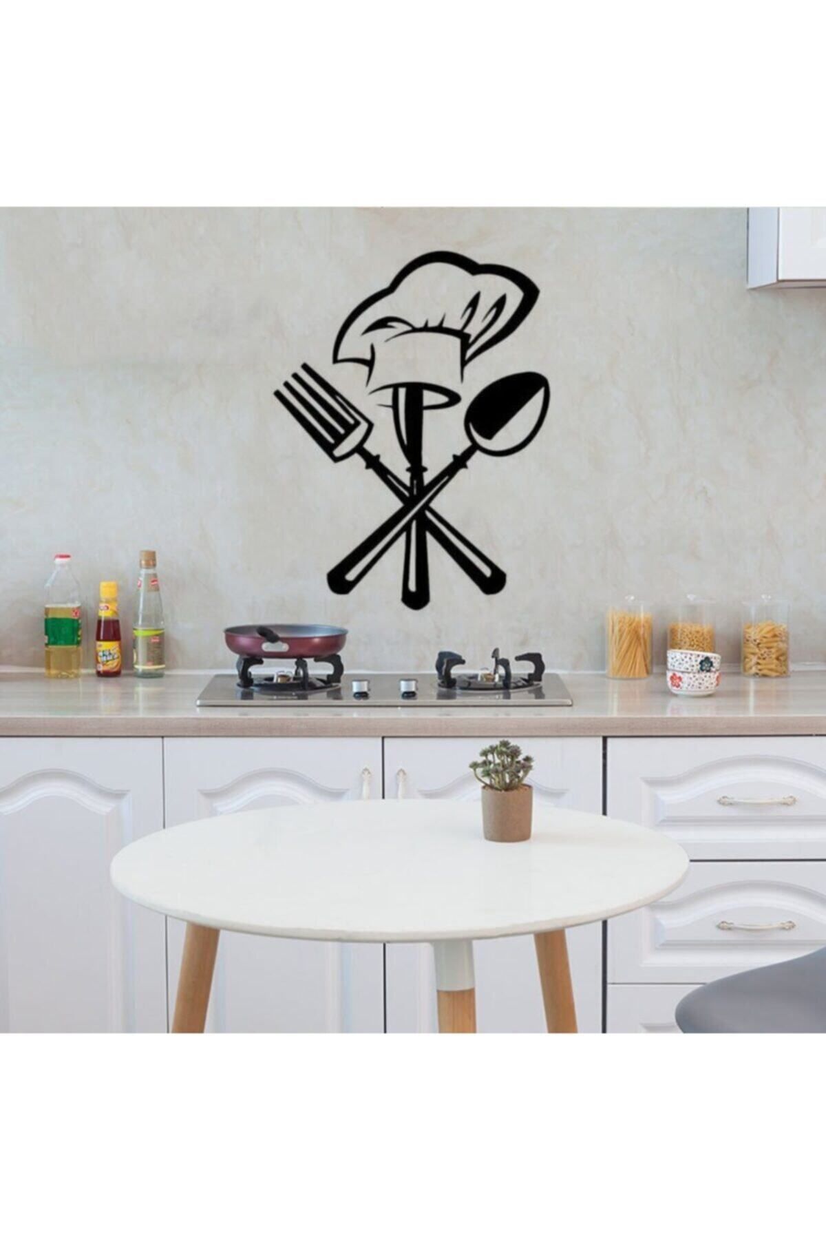 MLH STORE Mutfak Duvar Aksesuar Siyah Çatal Bıçak Mutfak Sticker