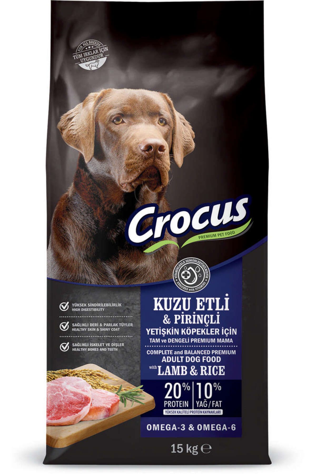 Crocus Kuzu Etli Pirinçli Yet. Köpek Maması 15 Kg DRSTR