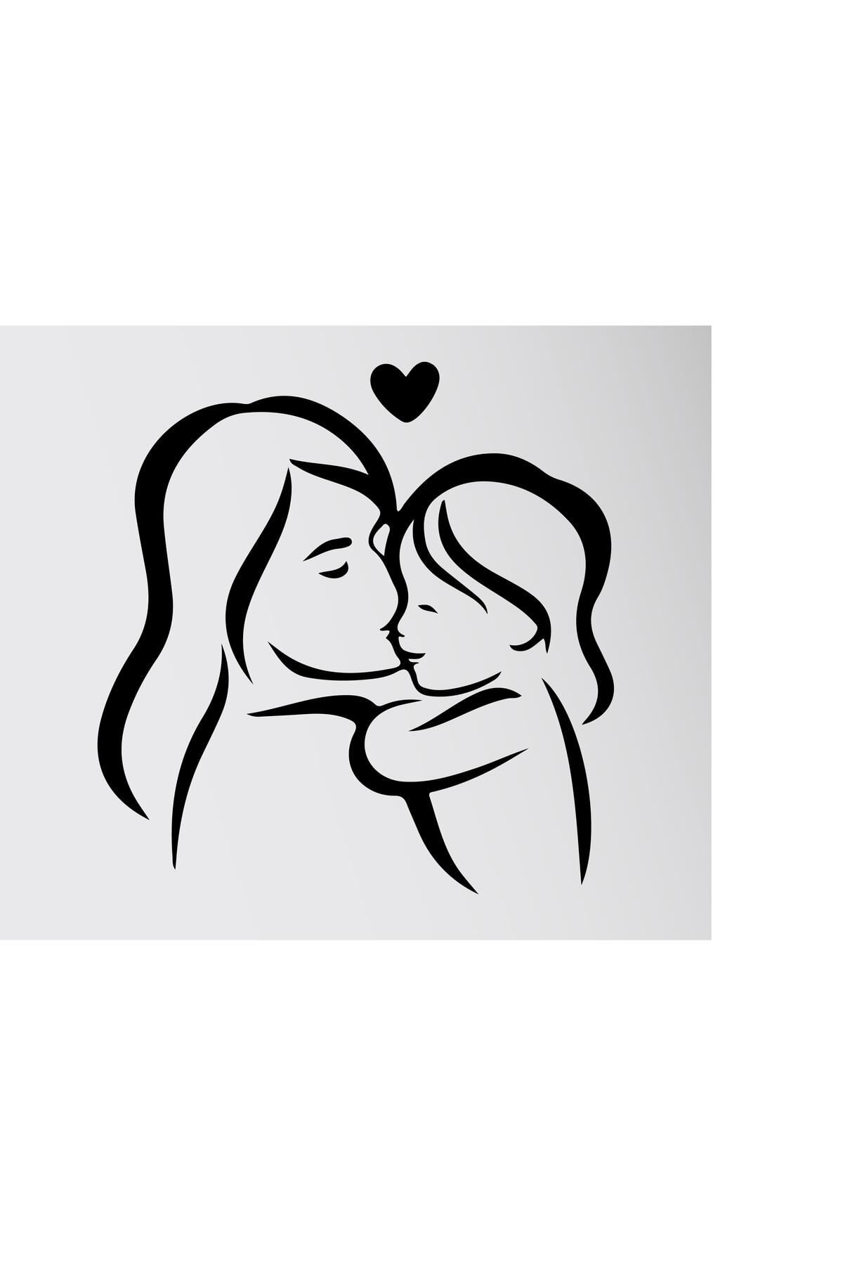 MLH STORE Anneler Gününe Özel Anne Ve Bebek Duvar Sticker Siyah