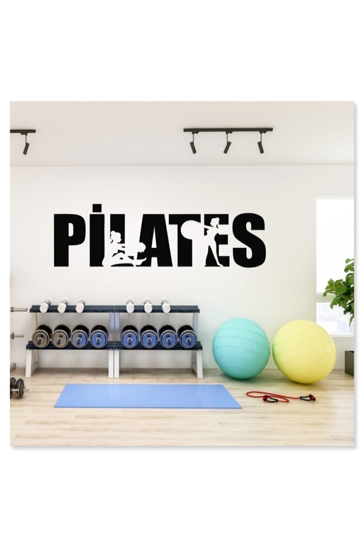 MLH STORE Pilates Spor Dekoratif Duvar Sticker Siyah 105X40 cm