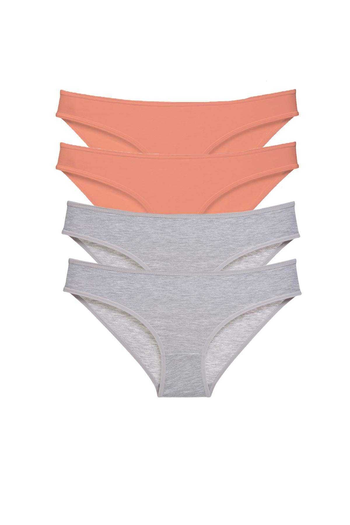 Royaleks 4 adet Süper Eko Set Likralı Kadın Slip Külot Pudra Gri
