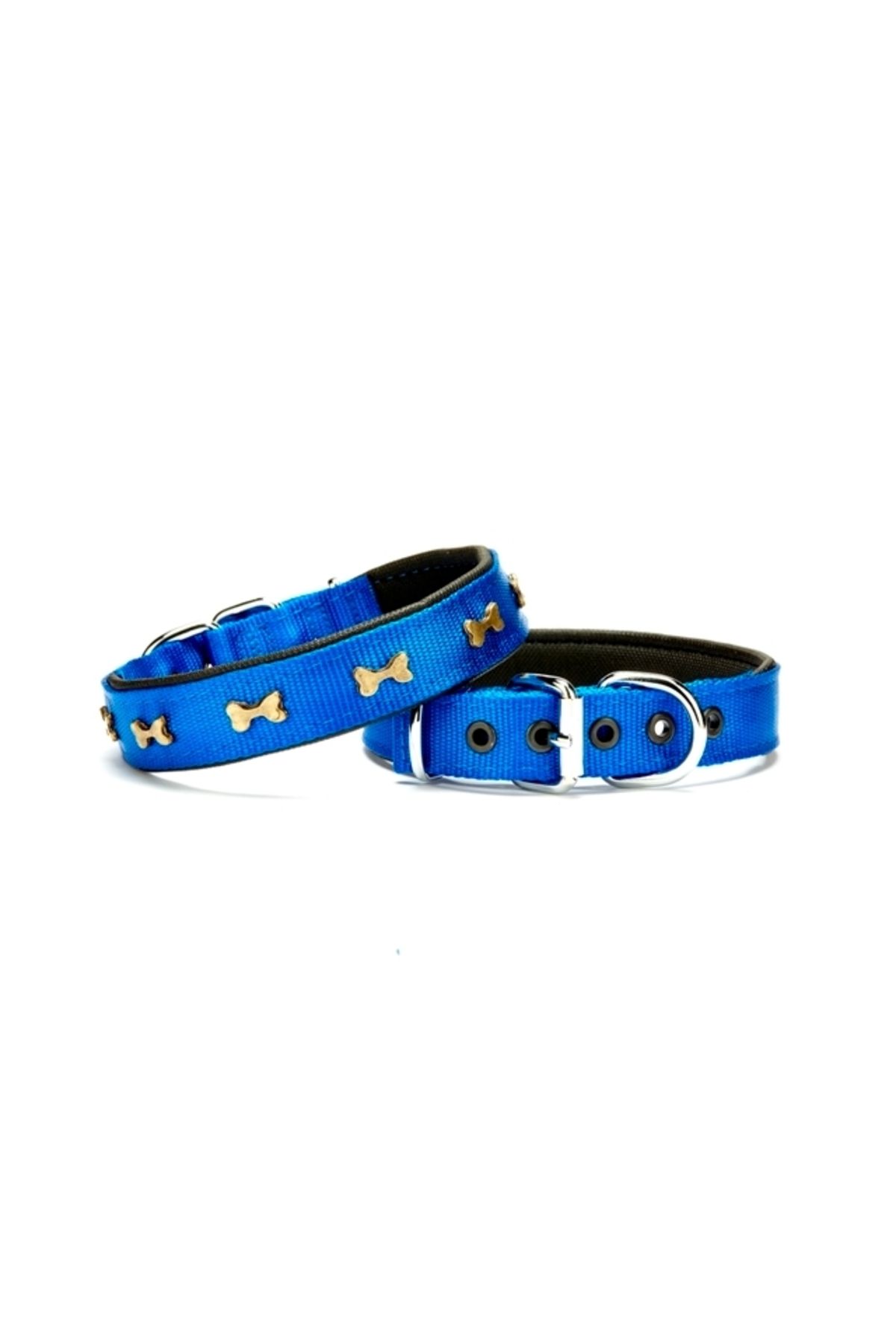 OEM Softlu Kemik Desenli Köpek Tasması 2,5 cm x 50 cm Mavi