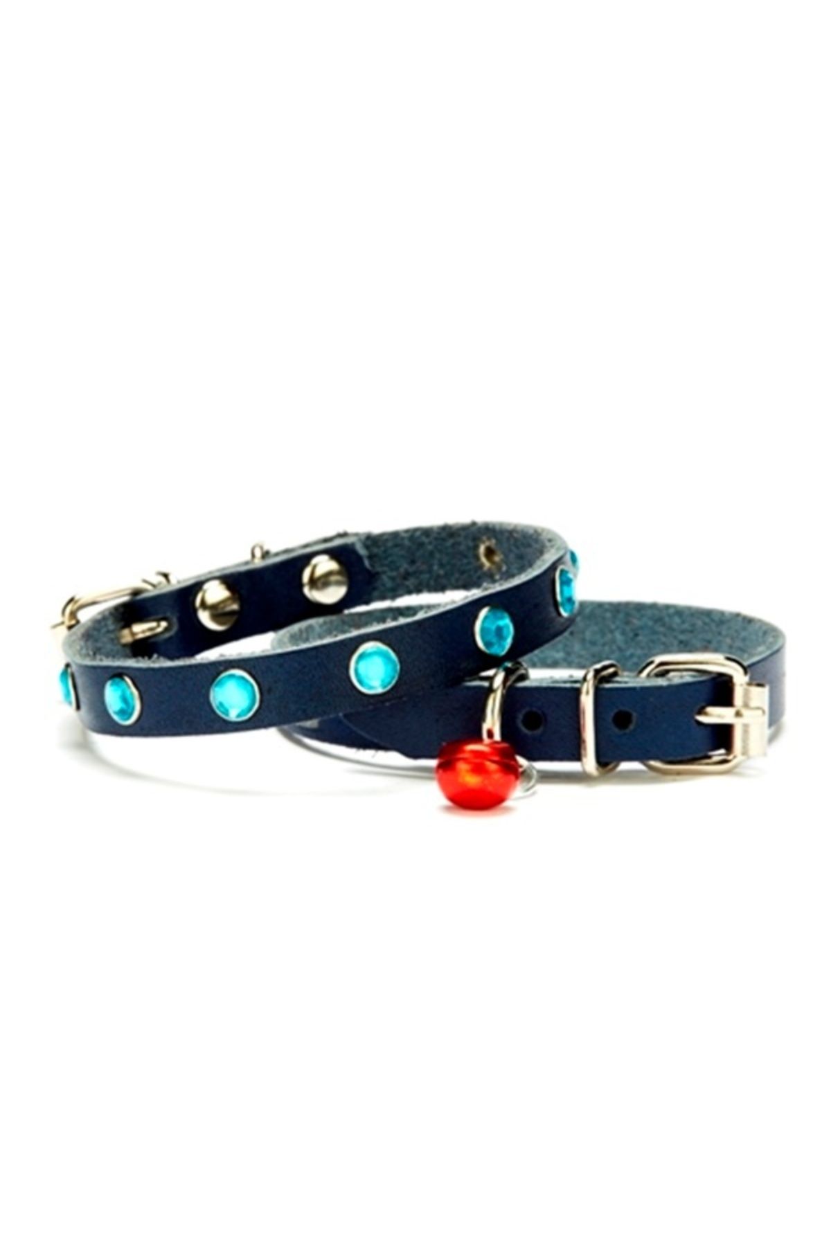 OEM Taşlı Kedi ve Yavru Köpek Tasması 1,2x26 cm Mavi Large