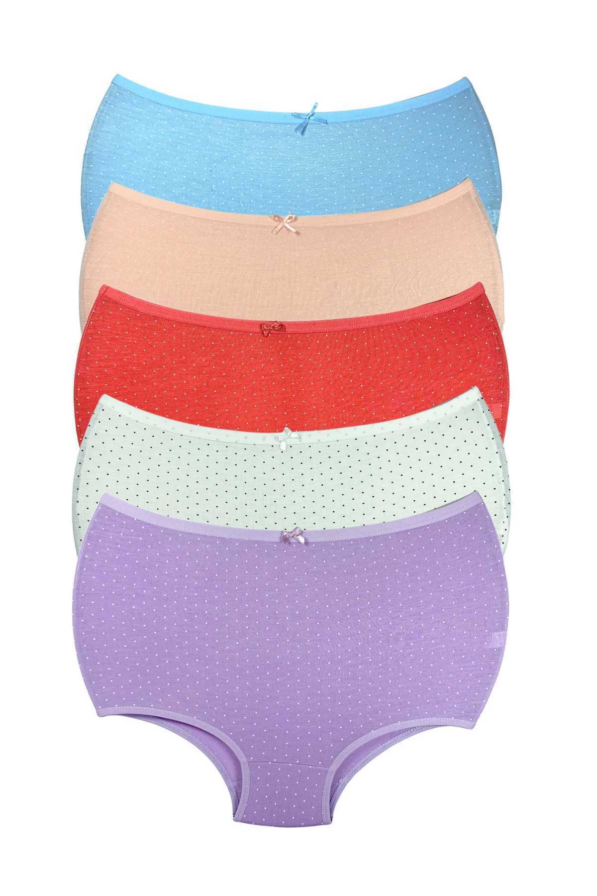 Pink Stil 5 Adet Puantiyeli Kadın Toparlayıcı Yüksek Bel Bato Külot Pink Stil