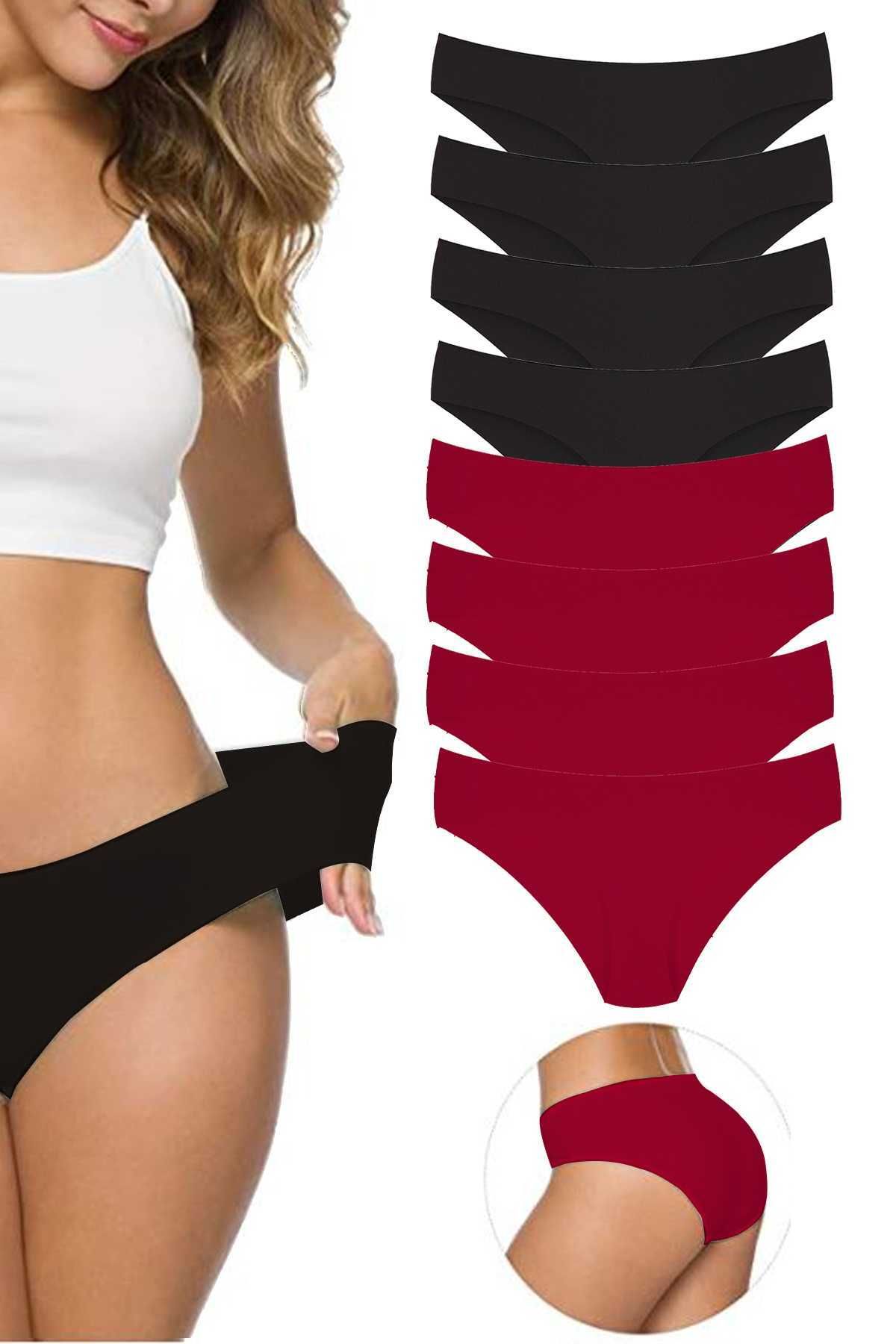 Pink Stil 8 Adet Kadın Dikişsiz Lazer Kesim Esnek İz yapmayan Külot S4 Pink Stil