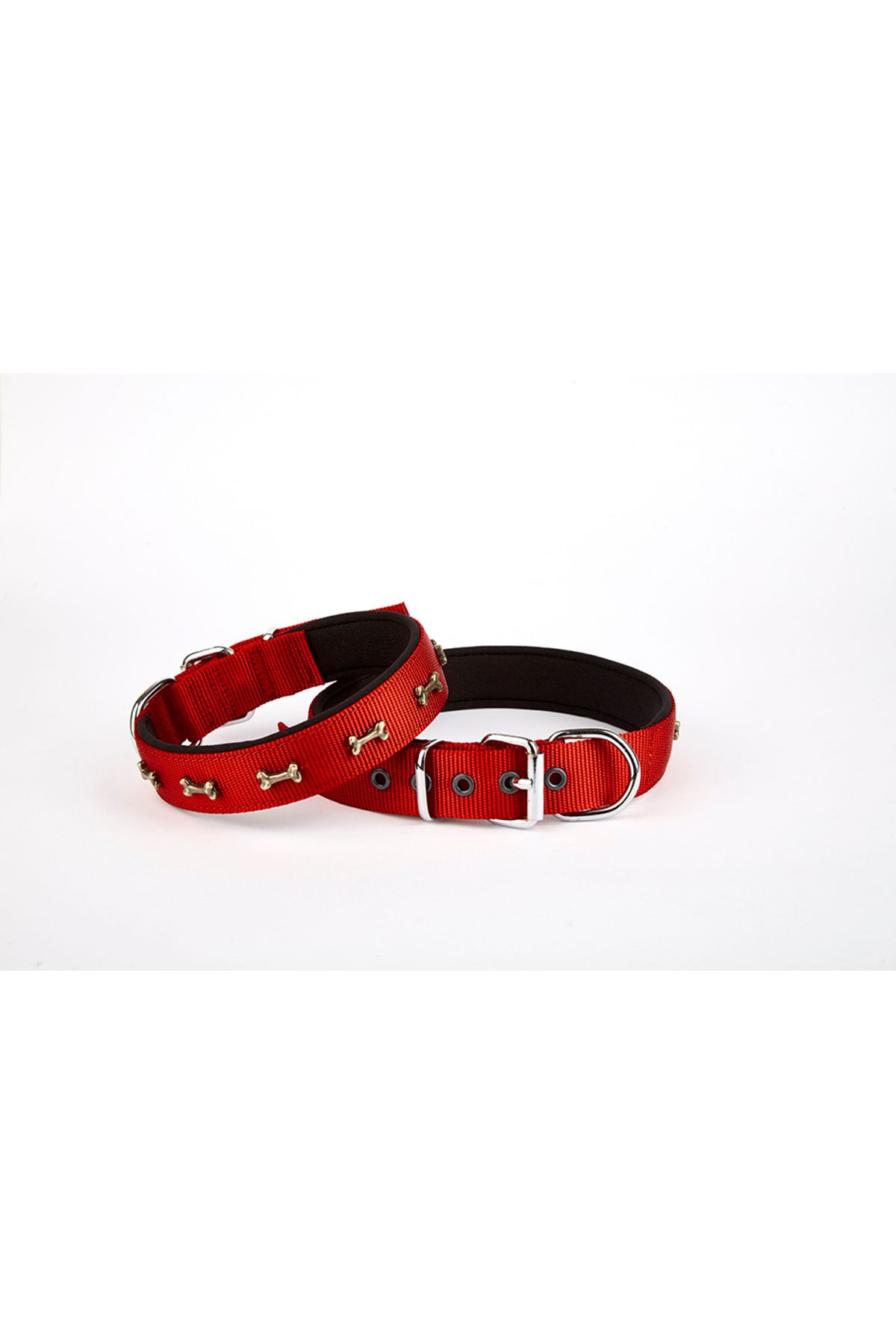 OEM Softlu Kemik Desenli Köpek Tasması 2 cm x 40 cm Kırmızı