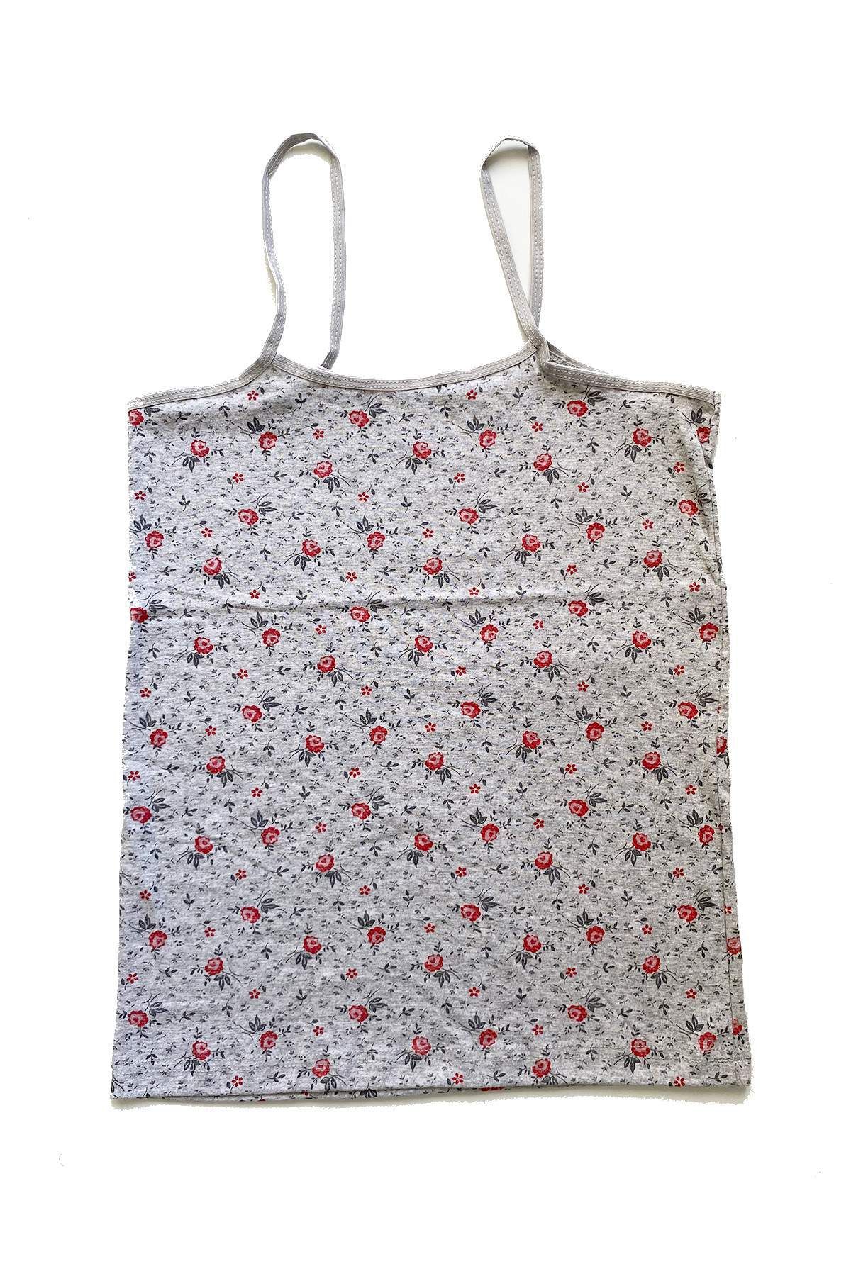 Pink Stil Kadın Askılı Desenli Atlet Dantelli Empirme Pamuklu Penye D2 Pink Stil