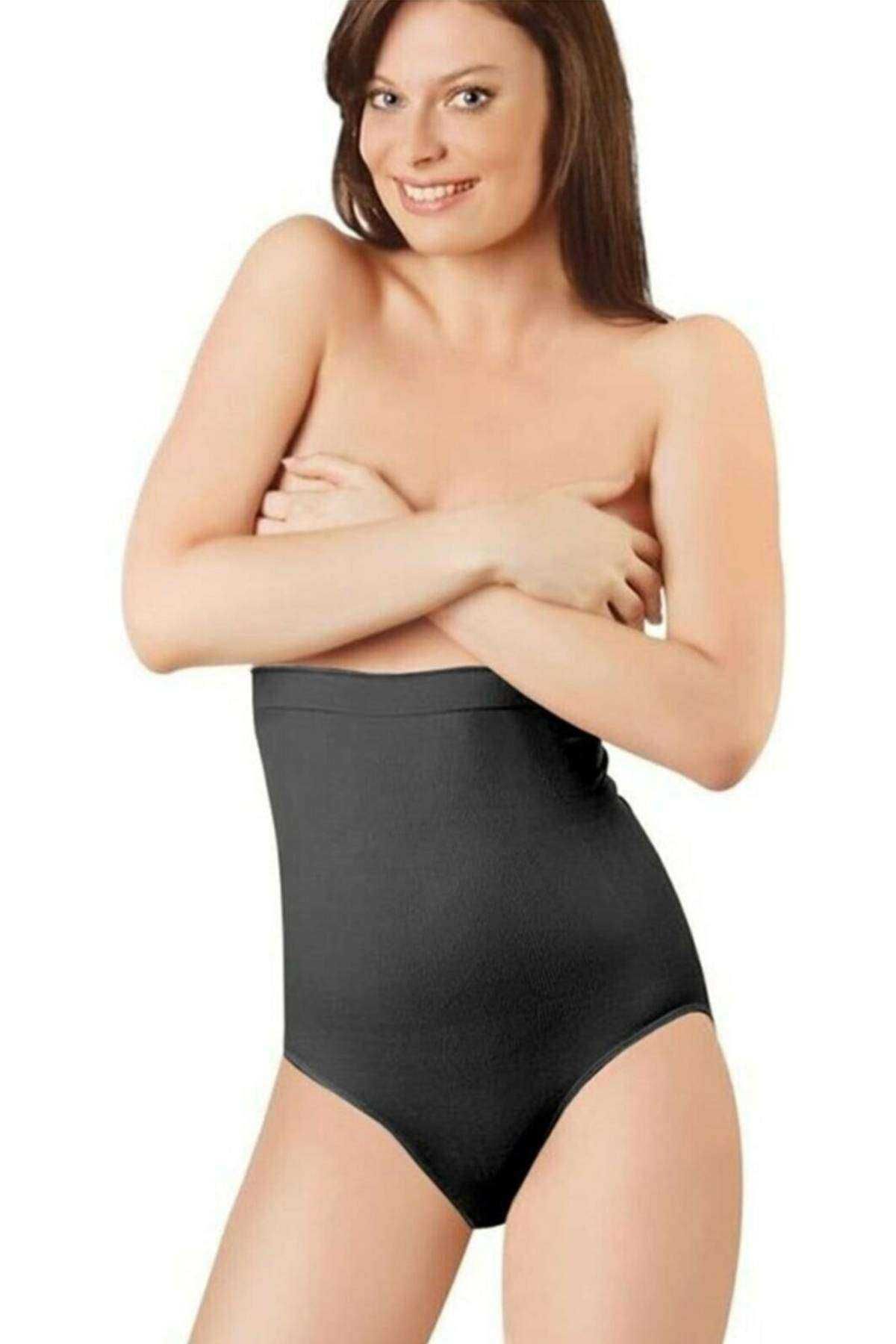 Pink Stil Elite Life Dikişsiz Şekillendirici Silikonlu Kadın Siyah Slip Korse 890 Pink Stil