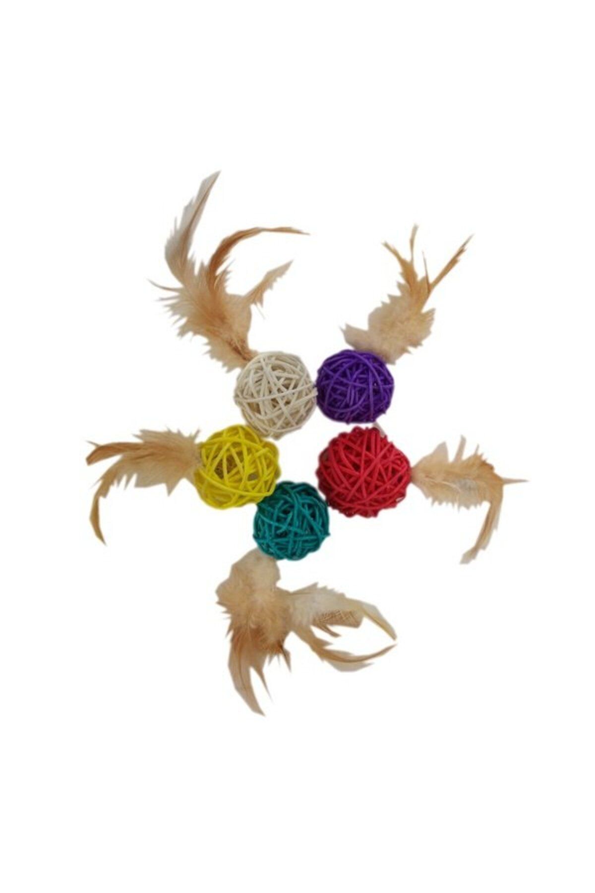 BilfolD Kedi Oyuncağı Renkli Hasır Toplar 4*13 cm