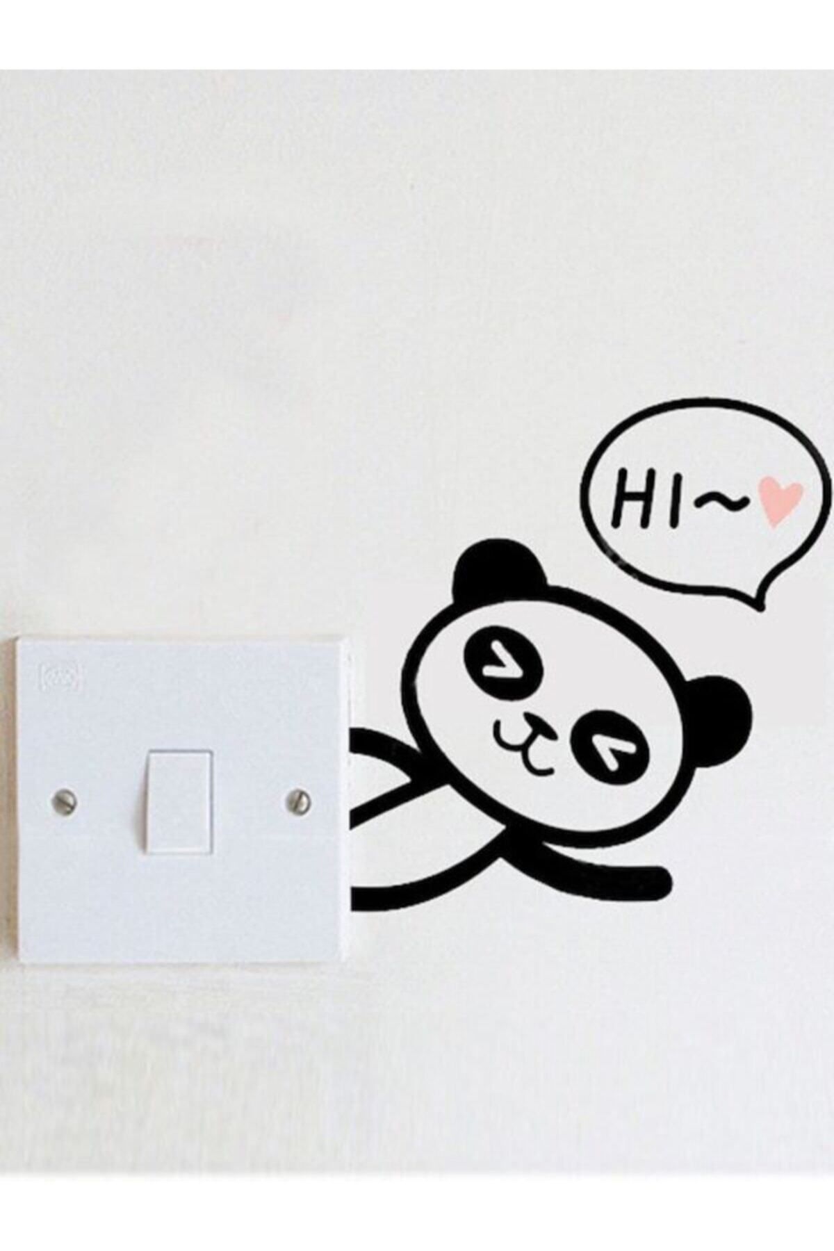 MLH STORE Oturma Odası Anahtarı Sticker Karikatür Panda Baskılı Duvar Dekoru