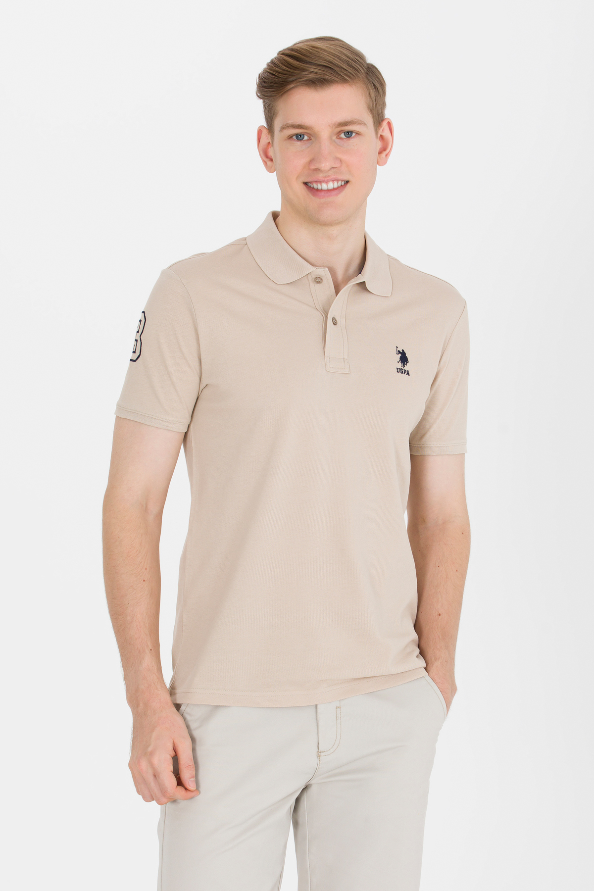 یو اس پولو پولو شرت مردانه طرح Stone Basic کد 50264891-VR049