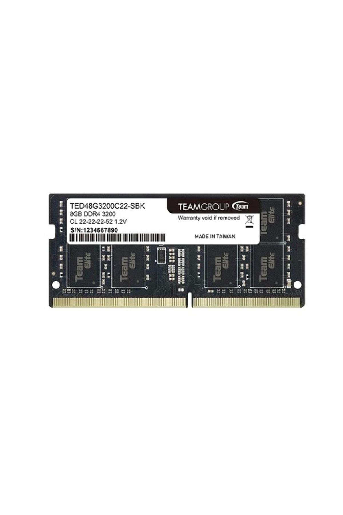 TEAM Elite 8gb (1X8GB) 3200mhz Cl 22 Ddr4 Notebook Sodımm Ram (TED48G3200C22-S01)