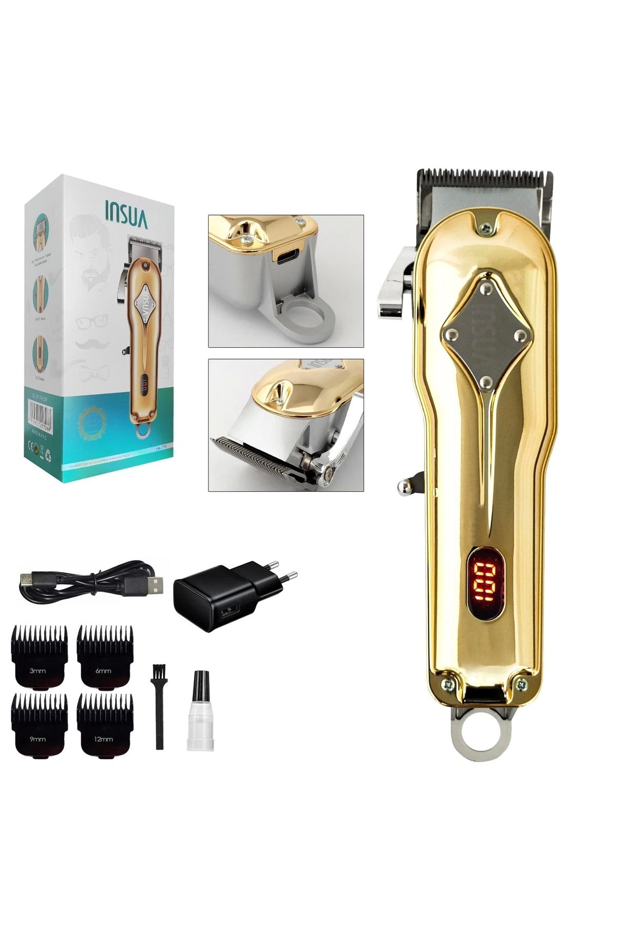 Hk-770 Saç Sakal Tıraş Makinesi Şarjlı Lcd Ekran Professional