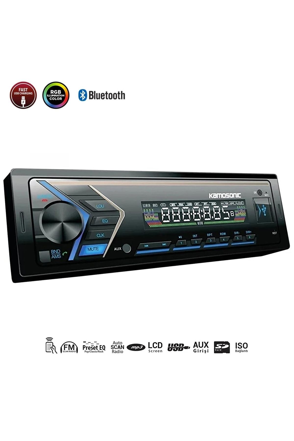 Genel Markalar Ks-mx800 Oto Teyp 4x50 Watt Bluetooth Usb Sd Fm Aux