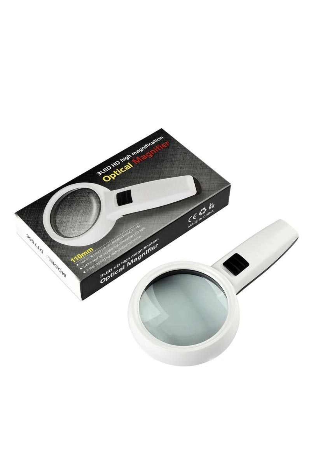 DENİZ 3 Ledli 5x95mm & 10x19mm El Büyüteç Takı Okuma Para Kontrol Için Dt7665