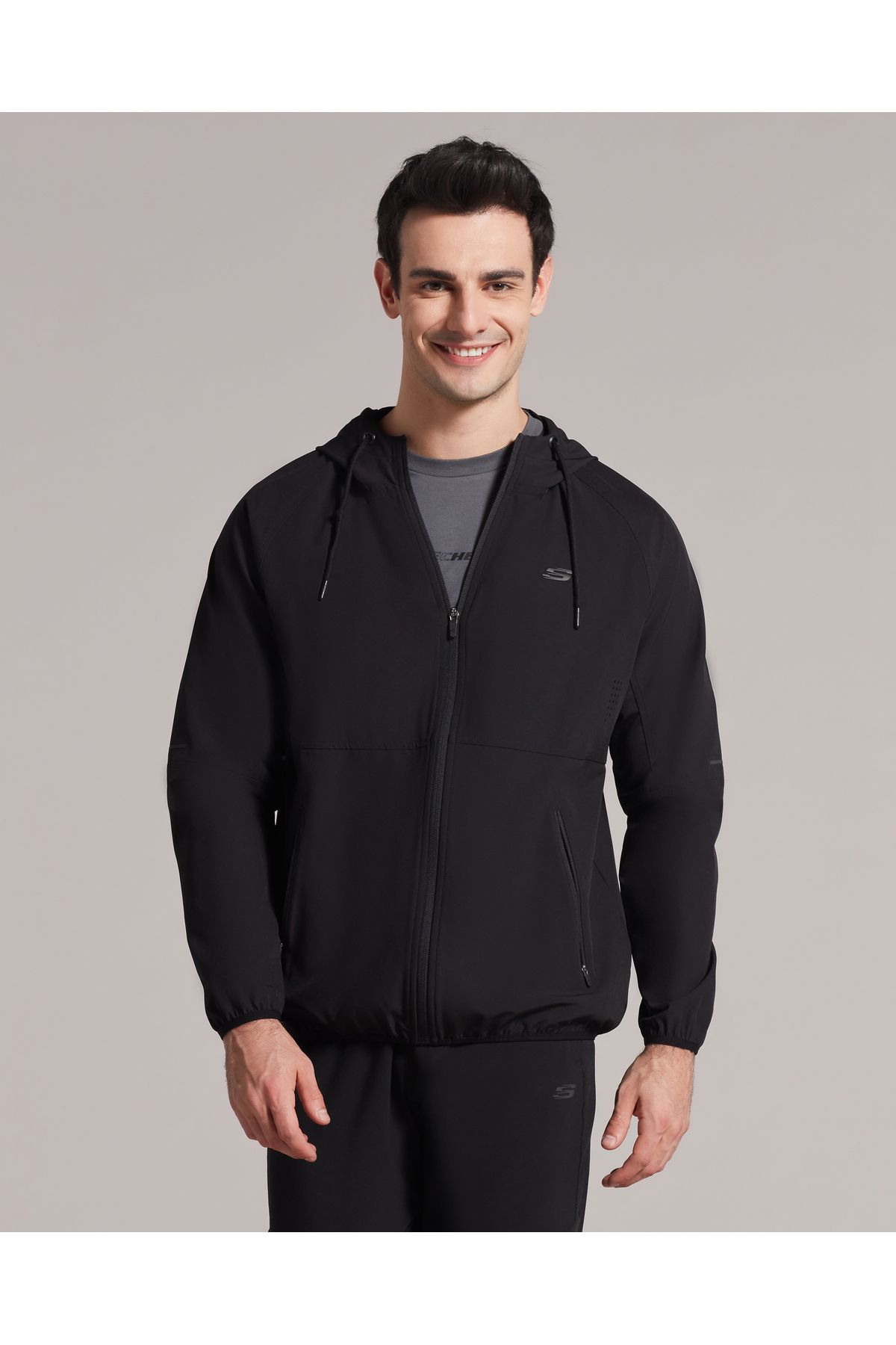 SKECHERS M Micro Collection Mesh Detail Full Zip Jacket Erkek Siyah Fermuarlı Eşofman Üstü S202168-001