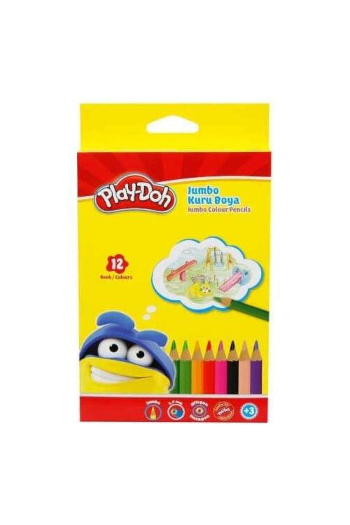 Play Doh Kuru Boya 12 Renk Üçgen Jumbo Woodfree