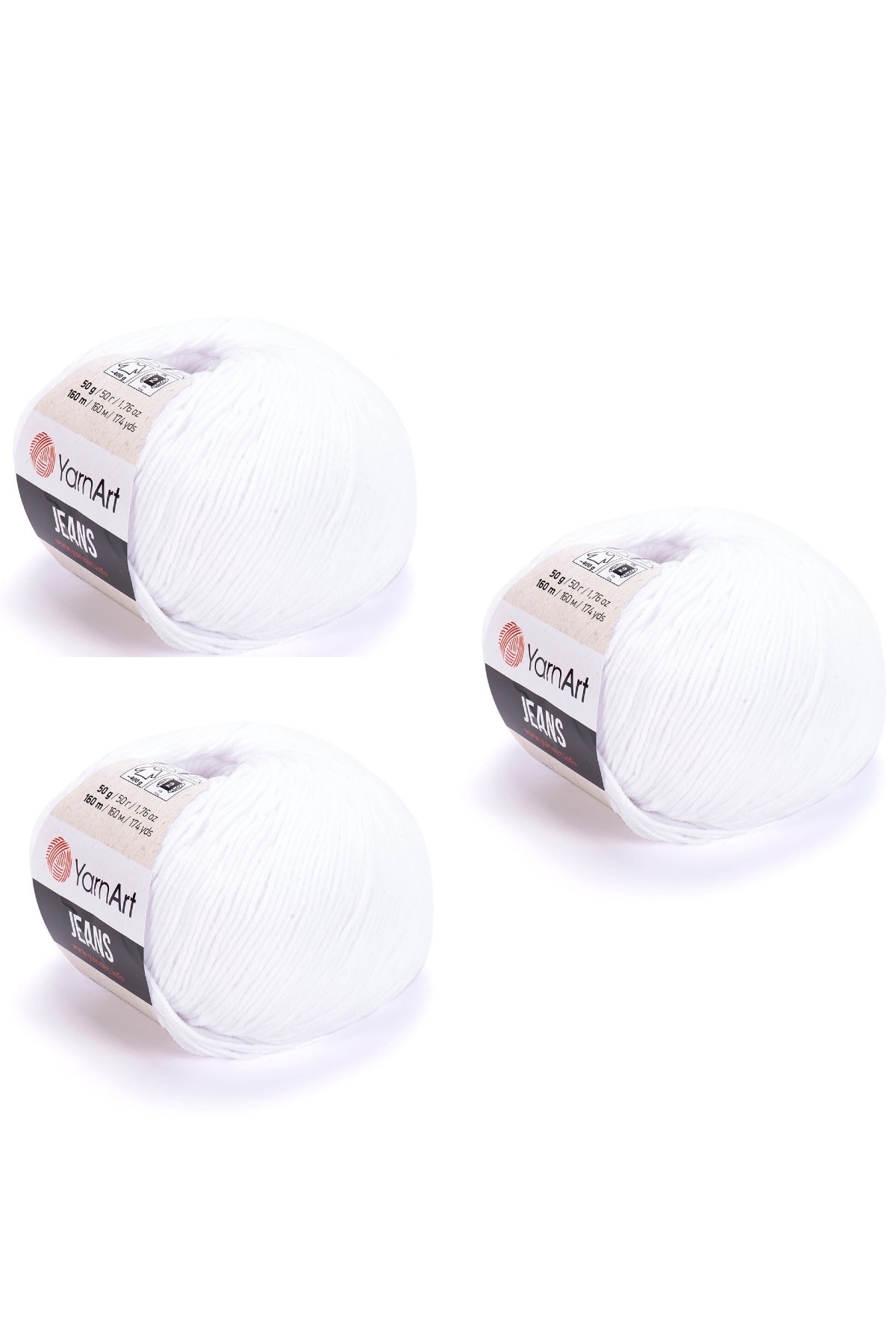 Yarn Art Jeans 62 Optical White Amigurumi Knitting Rope Cardigan Knitting Rope Baby Rope Punch Rope 3-Pack
