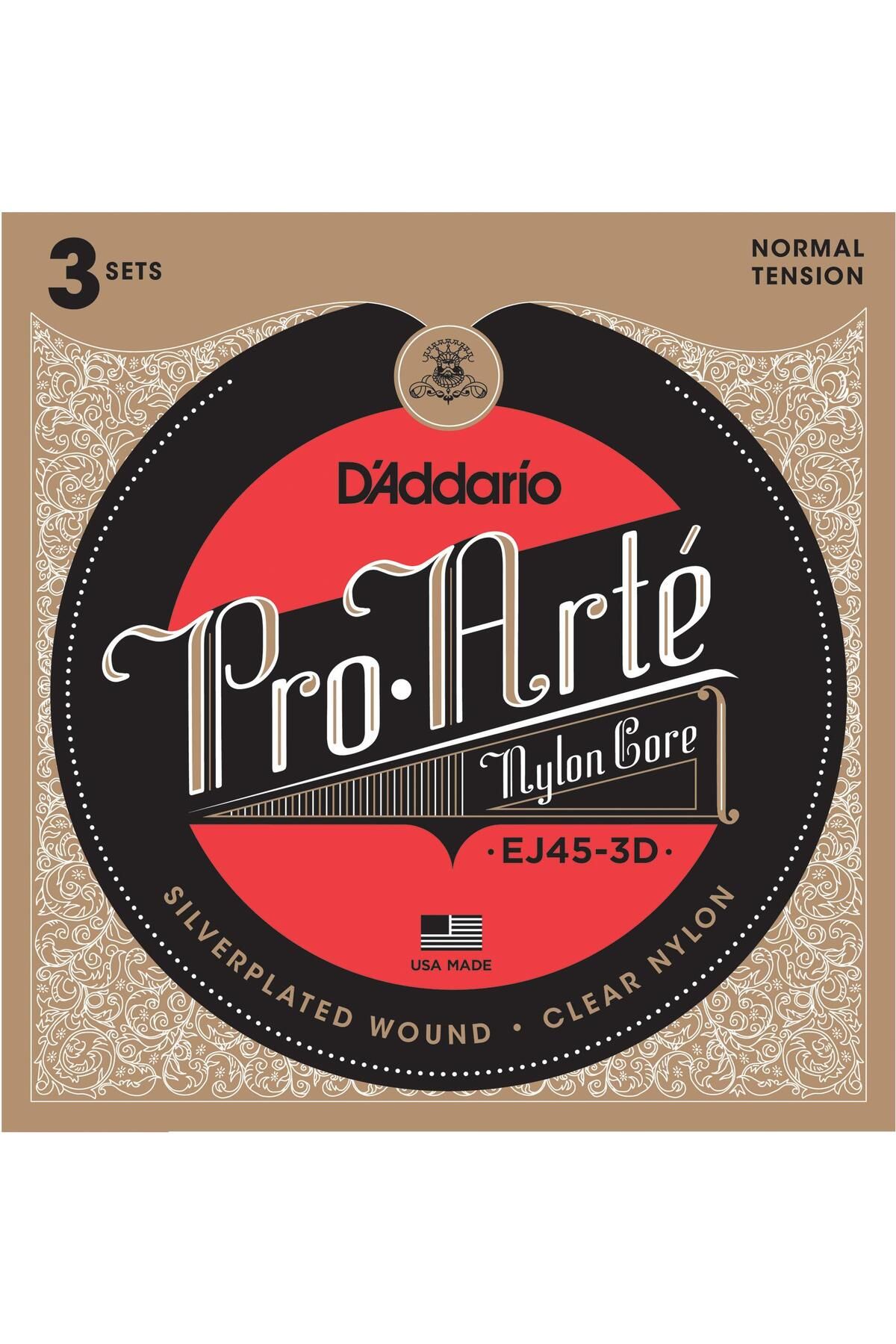 Master Music Ej45-3d 3'lü Paket, Klasik Gitar Tel Seti, Pro-arte, Sılve D'addario Ej45-3d Pro-arte Nylon