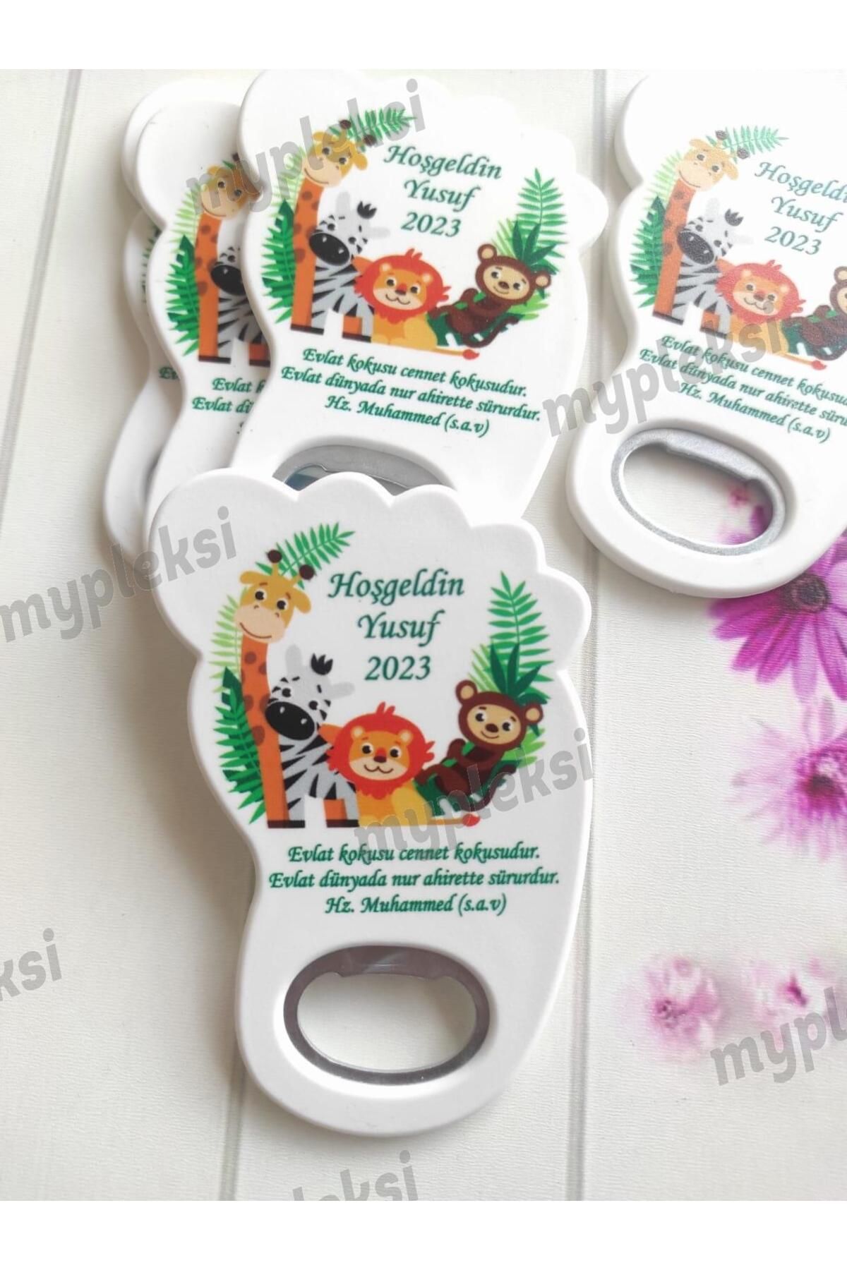 mypleksi İsme Özel Bebek Ayağı Açacak Magnet-Safari  Doğum Günü Magneti - 10 Adet fotoğrafı 2 (önizleme)