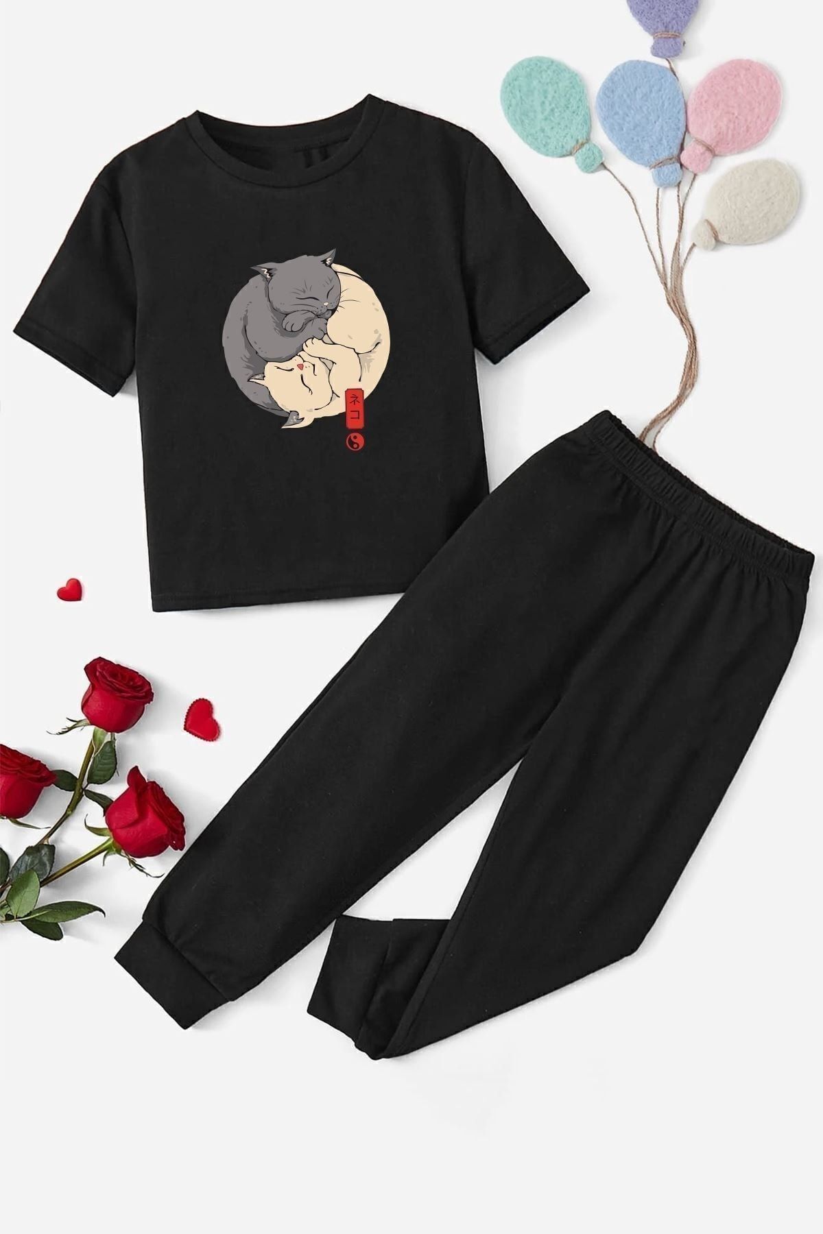 uyguntarz Dziecięcy Dół Kota - Górny Zestaw Dresowy Unisex - 7-8