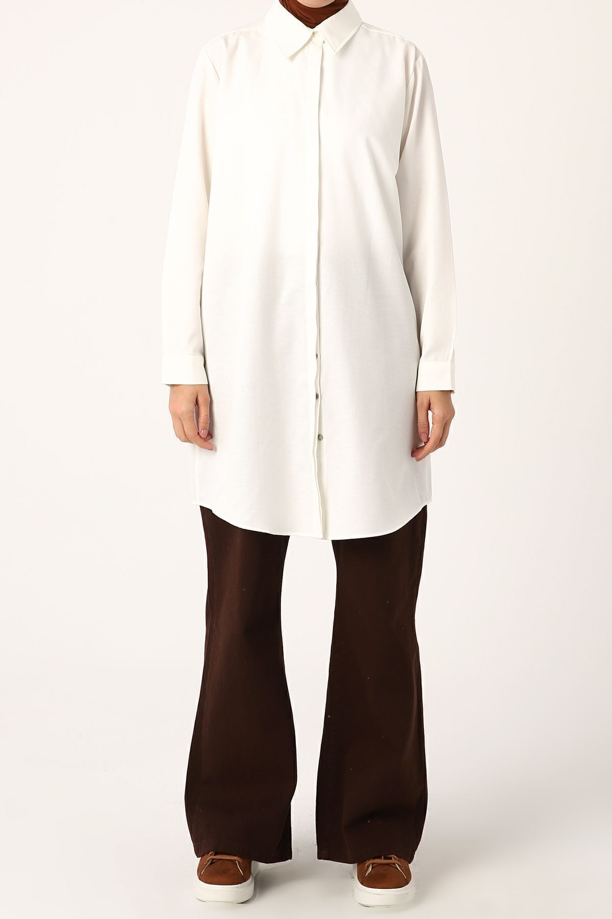 ALLDAY-Ecru Plus Size Basic πουκάμισο Tunic 2
