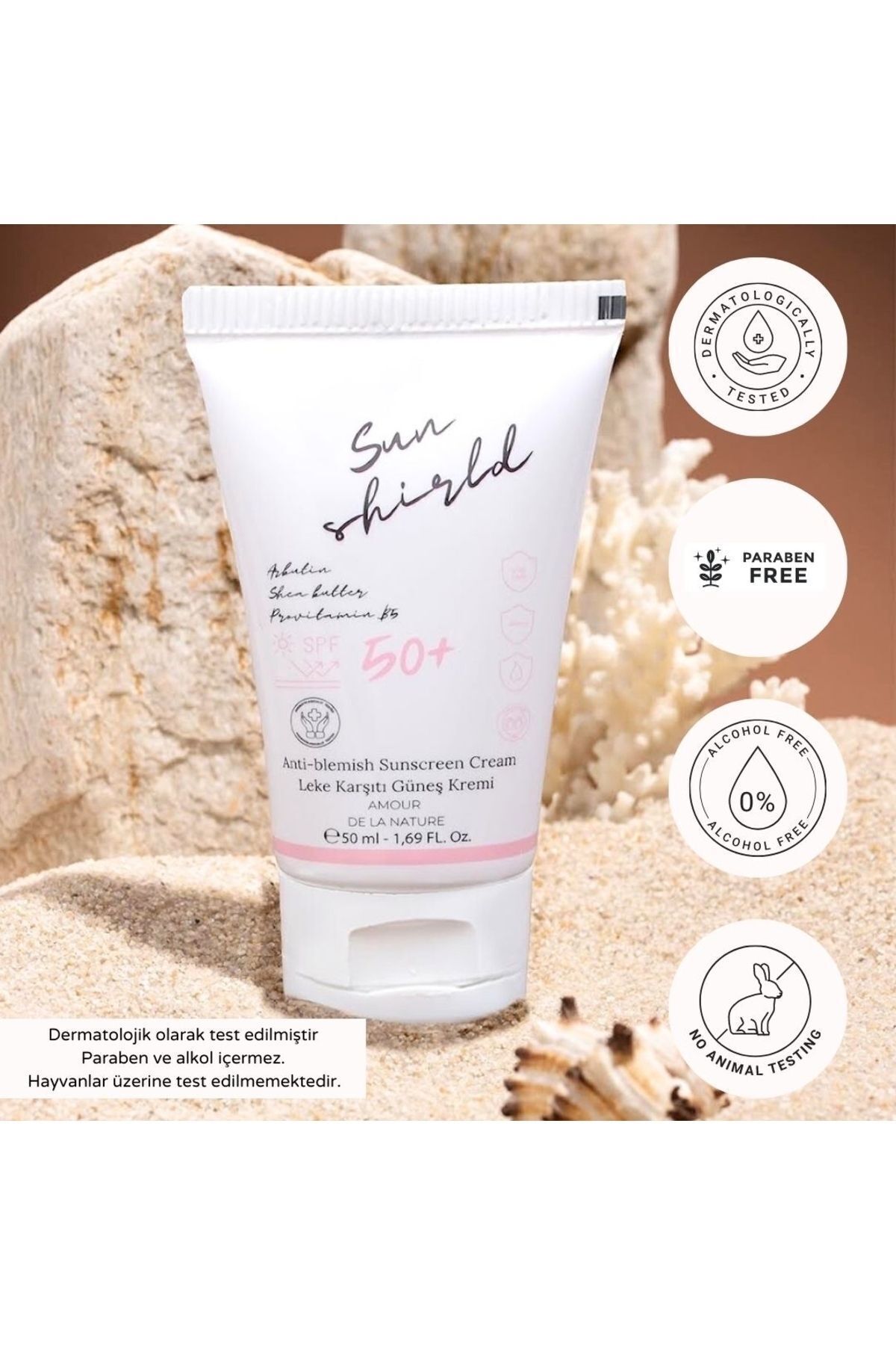 کرم ضد آفتاب صورت SUN SHIELD SKIN TONESOIZER MOISTURIZER CREAM 50 SPF 50ML AMOUR DE LA NATURE
