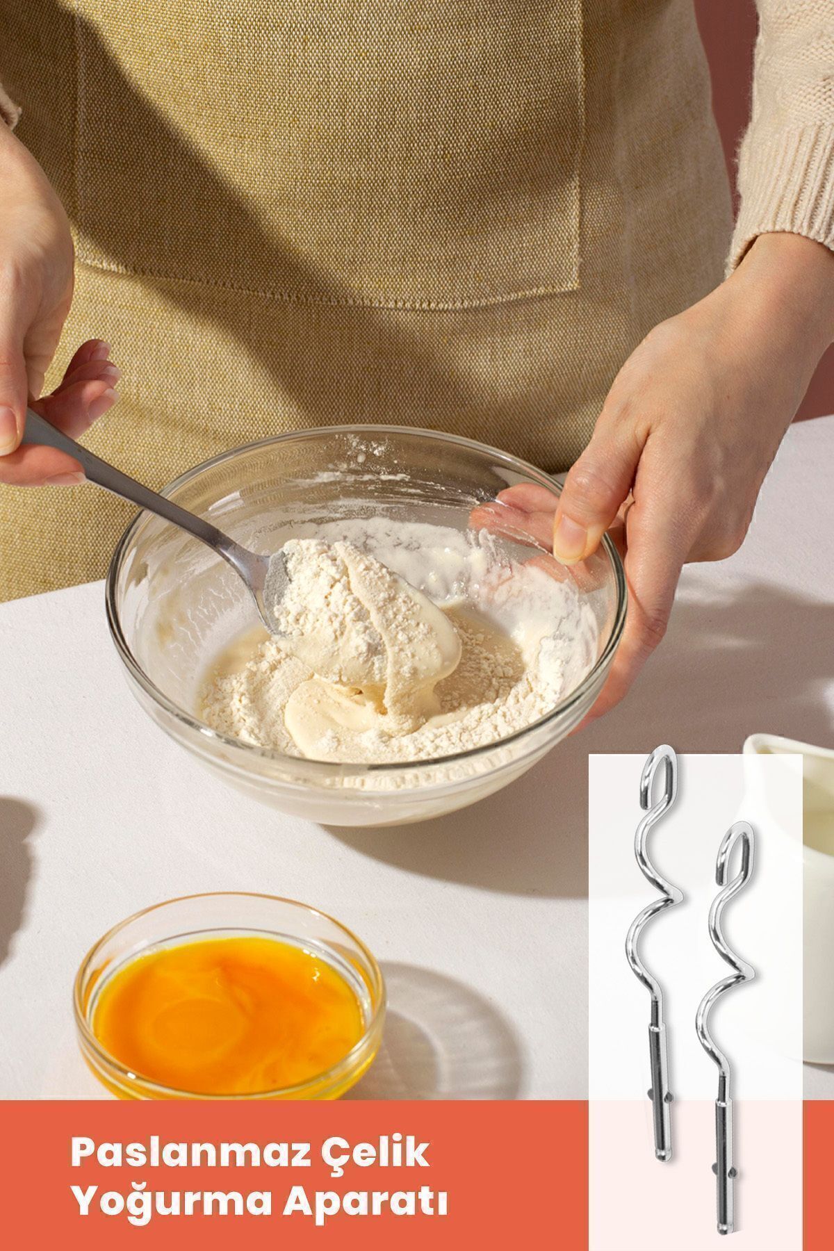 GOLDMASTER-Handmix Stainless Steel Turbo Function 5 Speed Adjustable Hand Mixer with Whisk and Kneading Attachment 3