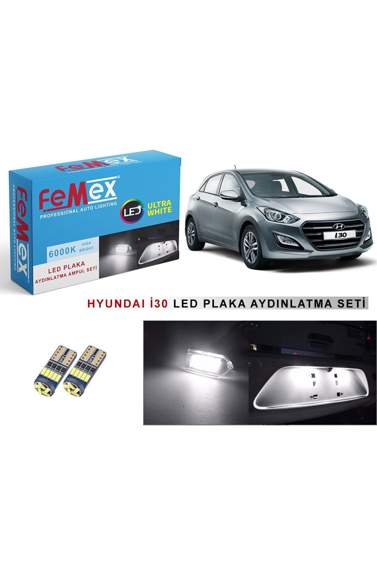 HYUNDAI I30 LED KISA FAR AMPUL&Uuml; H7 Mini Led 2'li Set