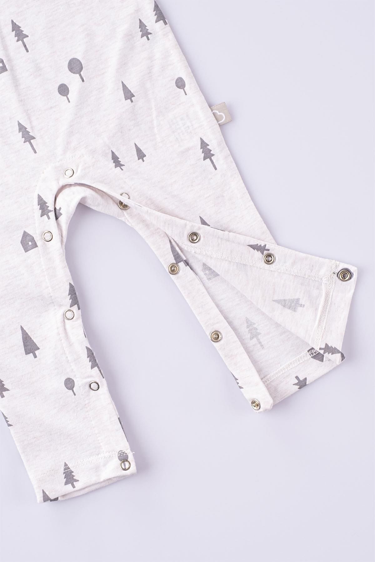 Boumini Bebek Uzun Kollu Fit Kalıp Çıtçıtlı Tulum Çam Ormanı Desenli fotoğrafı 6 (önizleme)