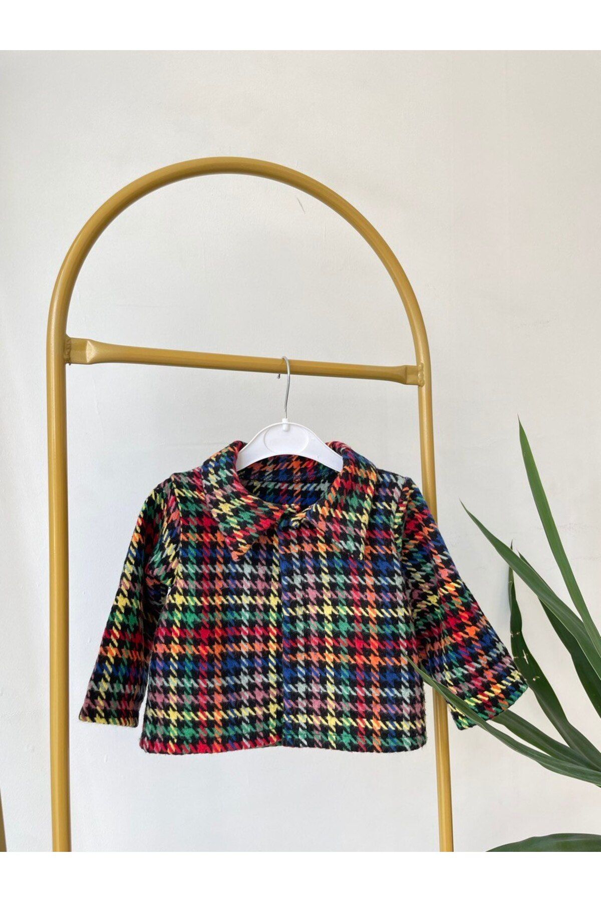 AKİF GİYİM Kız Çocuk Gökkuşağı Renkli Kazayağı Desenli Uzun Kollu Alt Üst Etek Ceket Takım fotoğrafı 5 (önizleme)