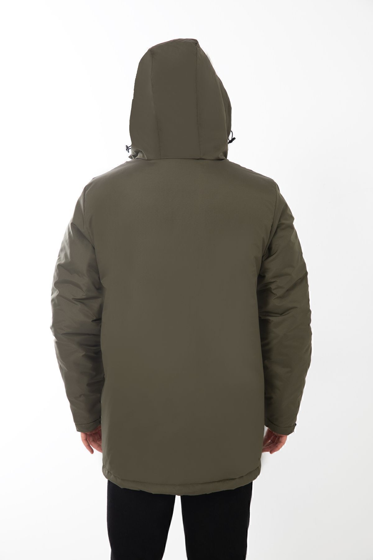 Riverstorm Men s Khaki Fleece Fur Water and Windproof Hooded Winter Coat Coat Parka Trendyol