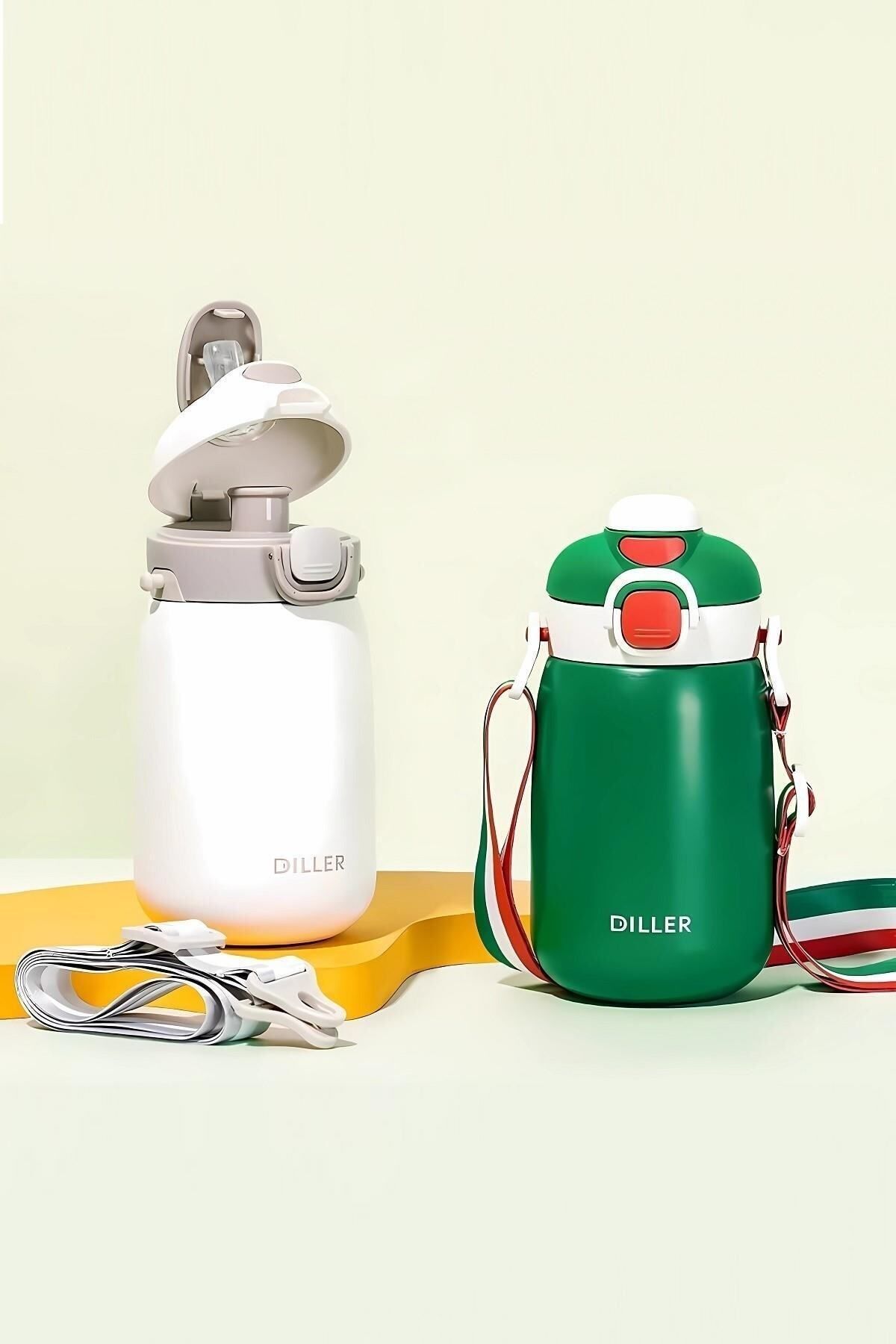 DILLER-420ml Steel Water Bottle with Strap - Single Lid, Dual Use, with/without Straw, 6 Hours Hot/Cold 3